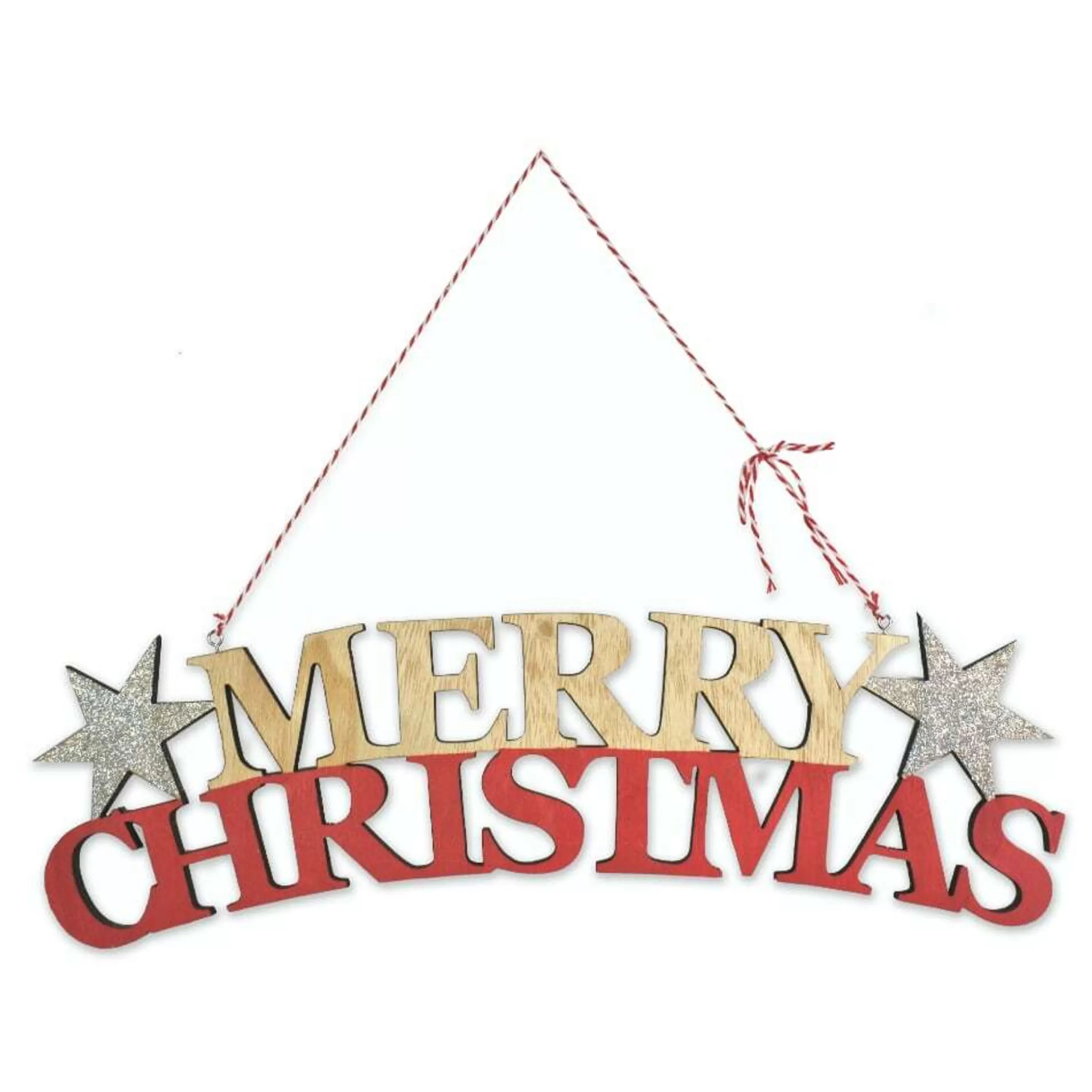 * Wall Signs & Decorations | Red Natural Merry Christmas Hanging Sign