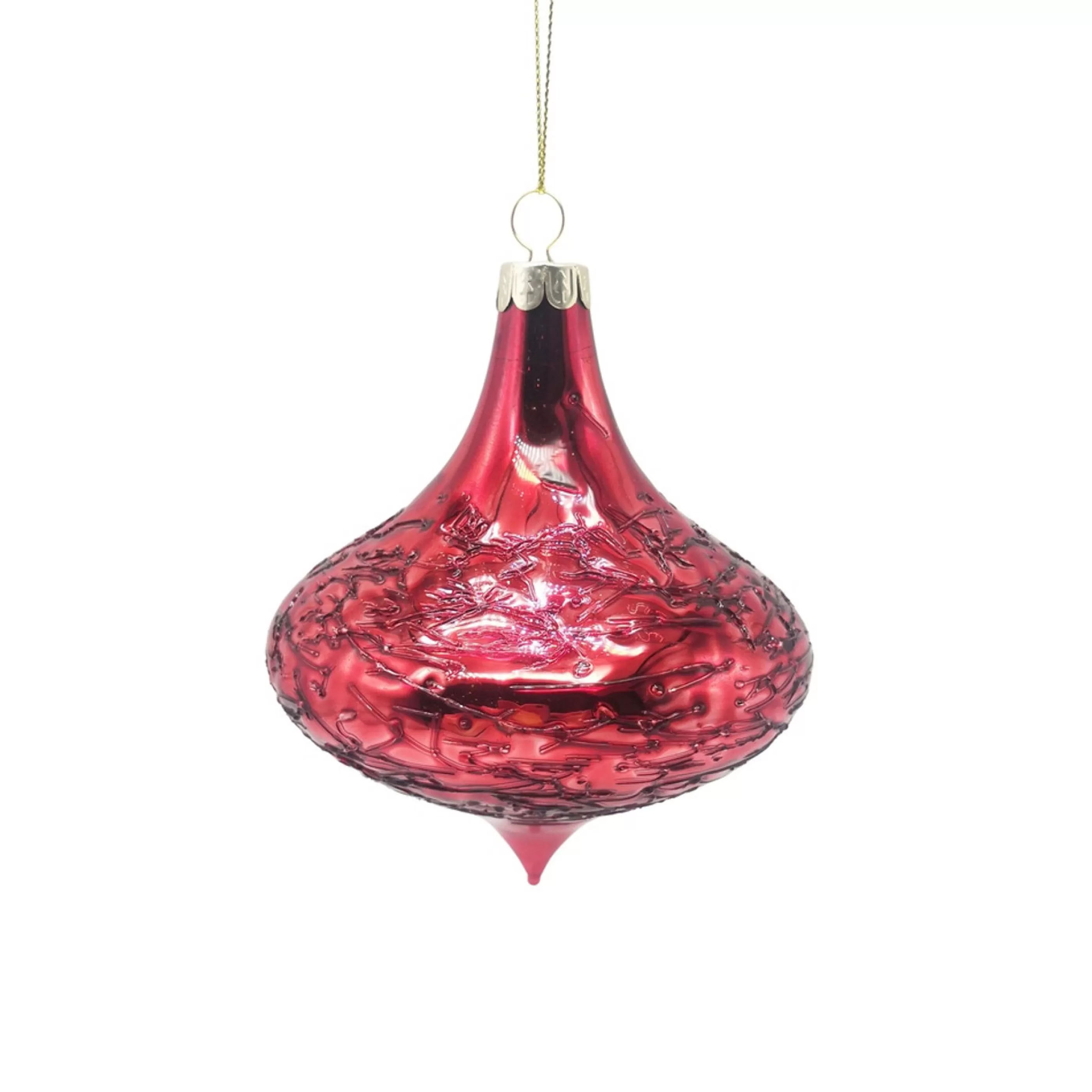 * Hanging Christmas Ornaments | Red Onion Drop Glass Ornament - 12Cm