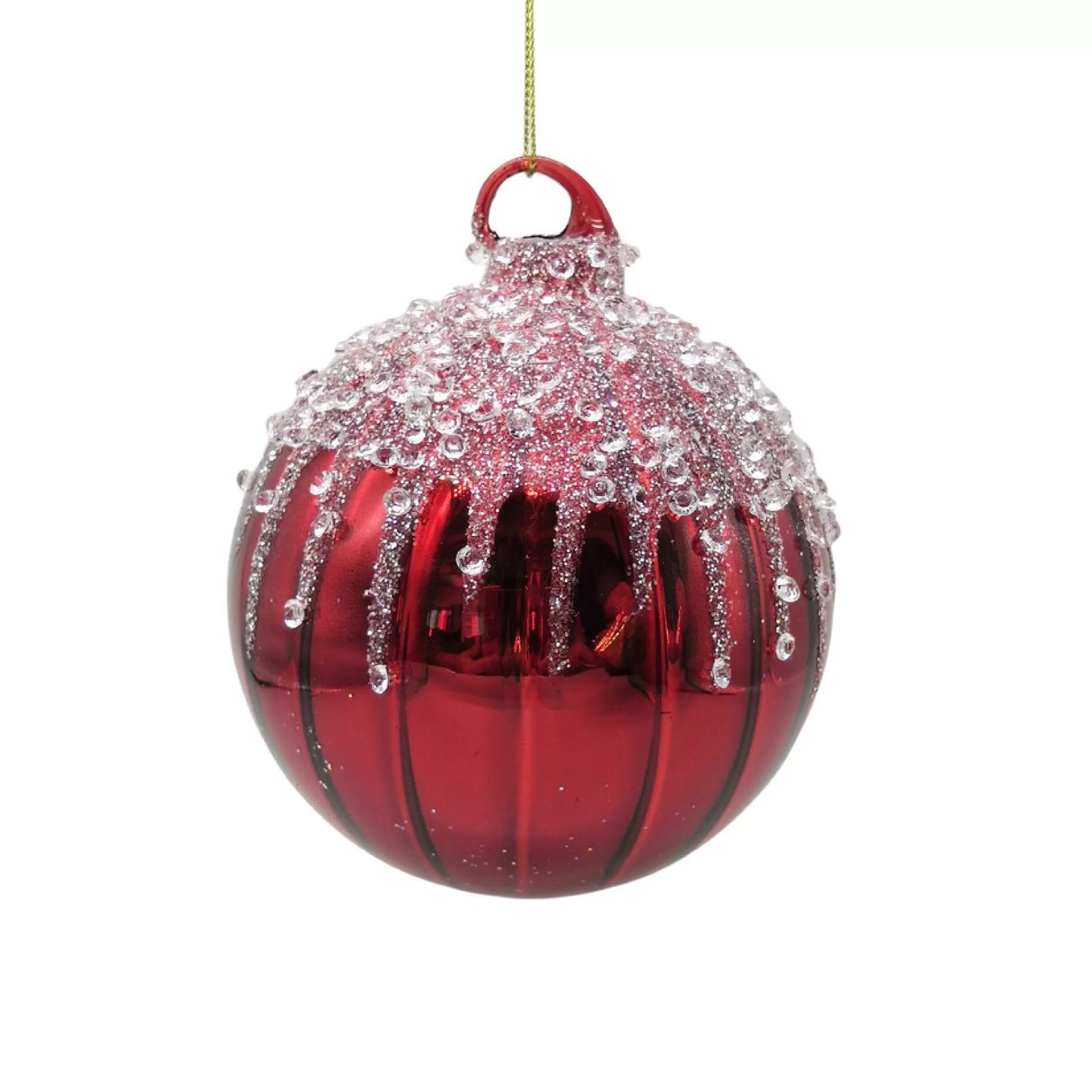 * Hanging Christmas Ornaments | Red Pearl Glass Bauble - 10Cm