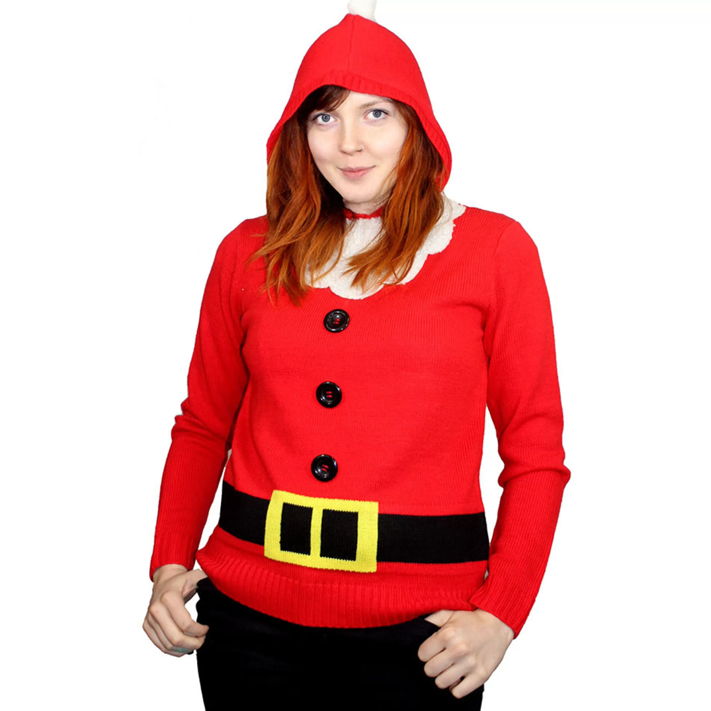 Discount * Red Santa Claus Ugly Christmas Jumper Hoodie - Adult