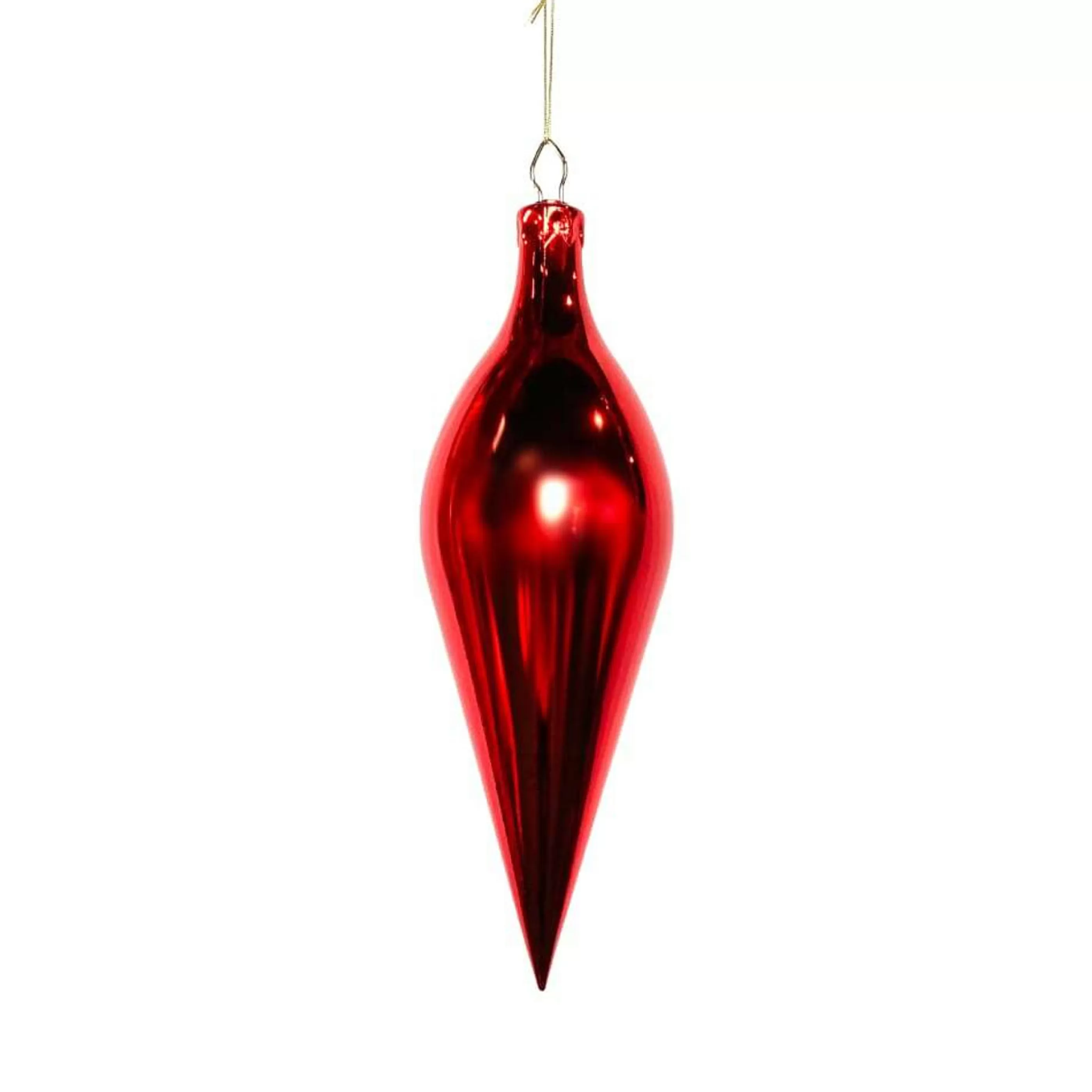 * Hanging Christmas Ornaments | Red Shiny Finial Drop - 40Cm