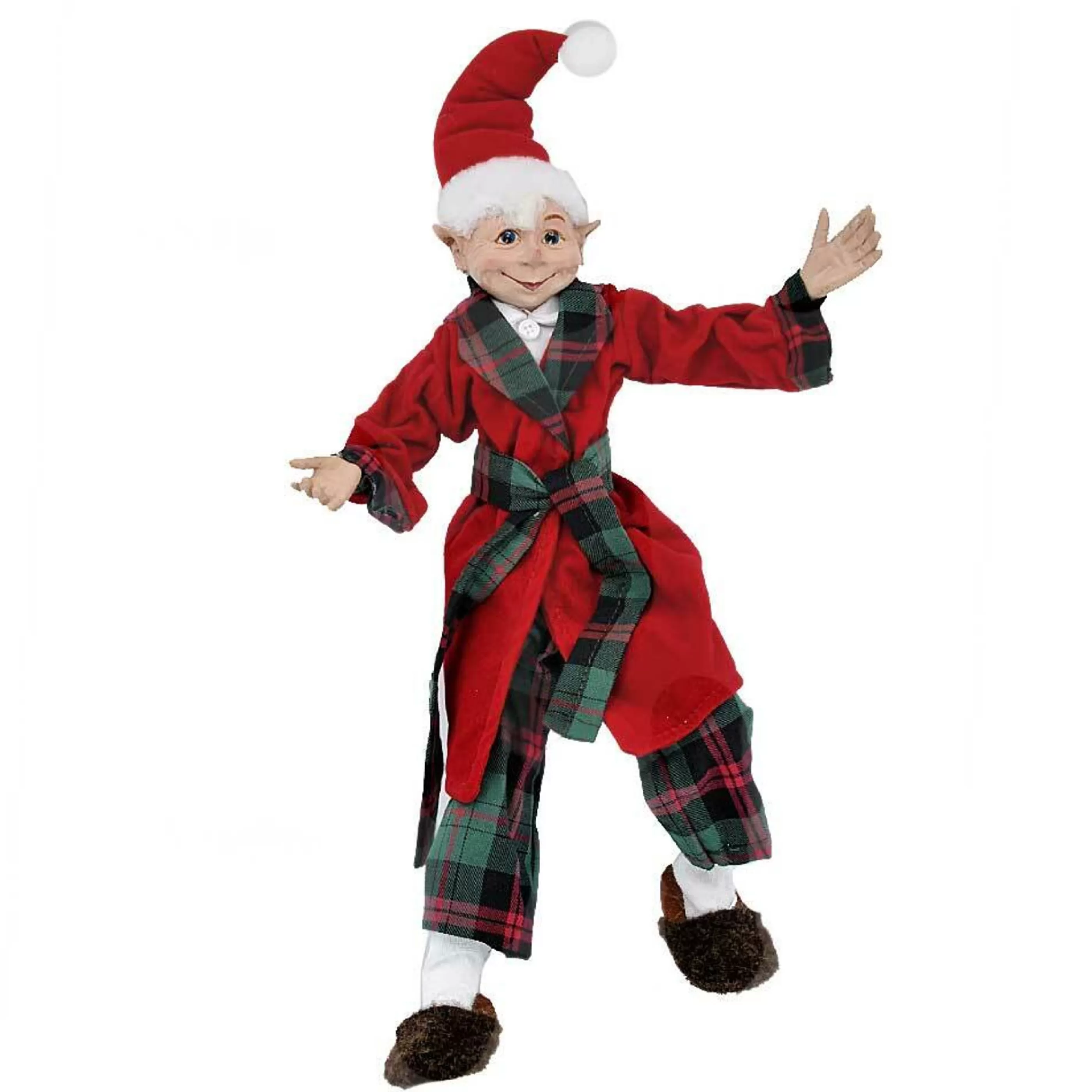 Best * Red Tartan Bedtime Morpheus Christmas Elf - 42.5Cm