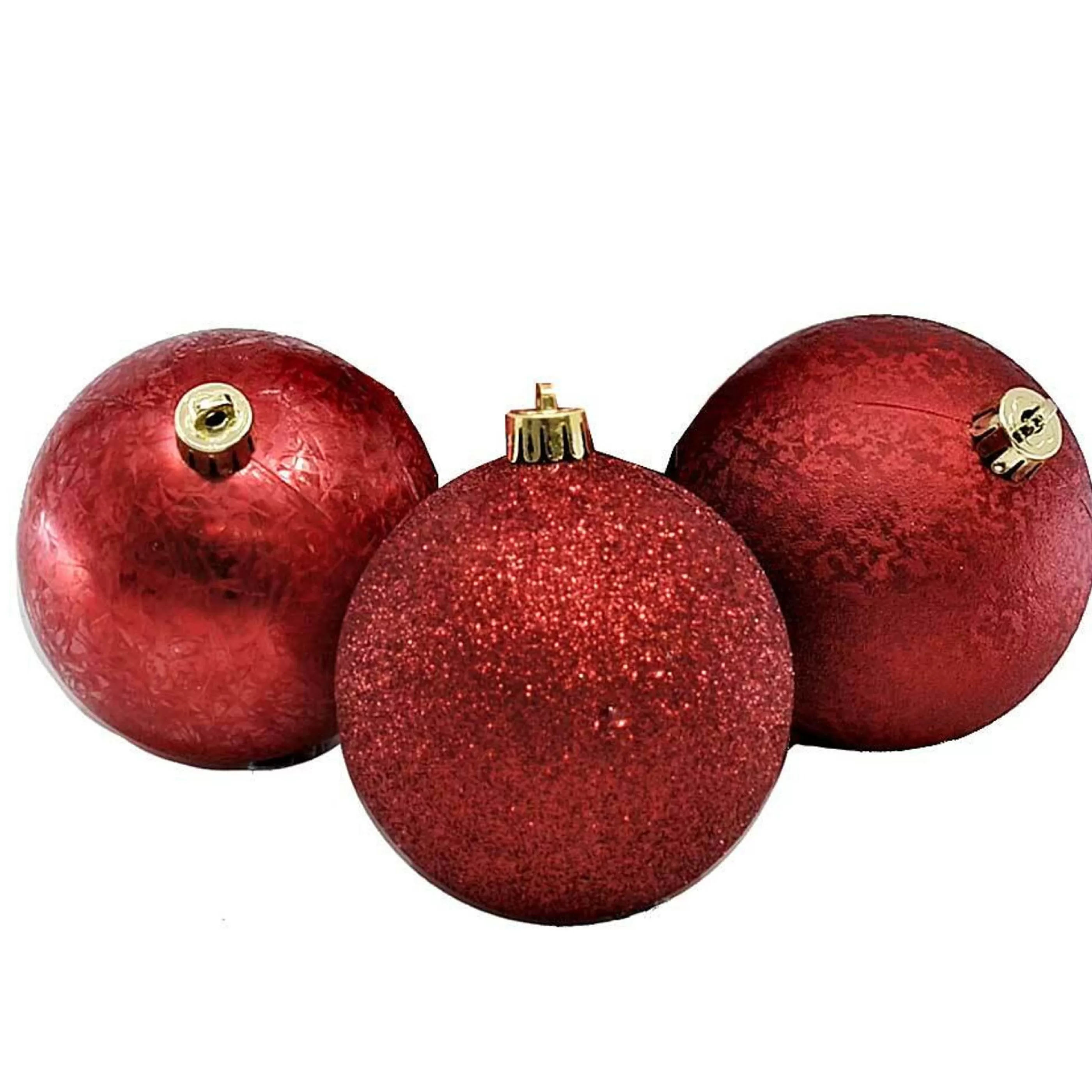 * Hanging Christmas Baubles | Red Textured Baubles (Pack Of 6) - 80Mm