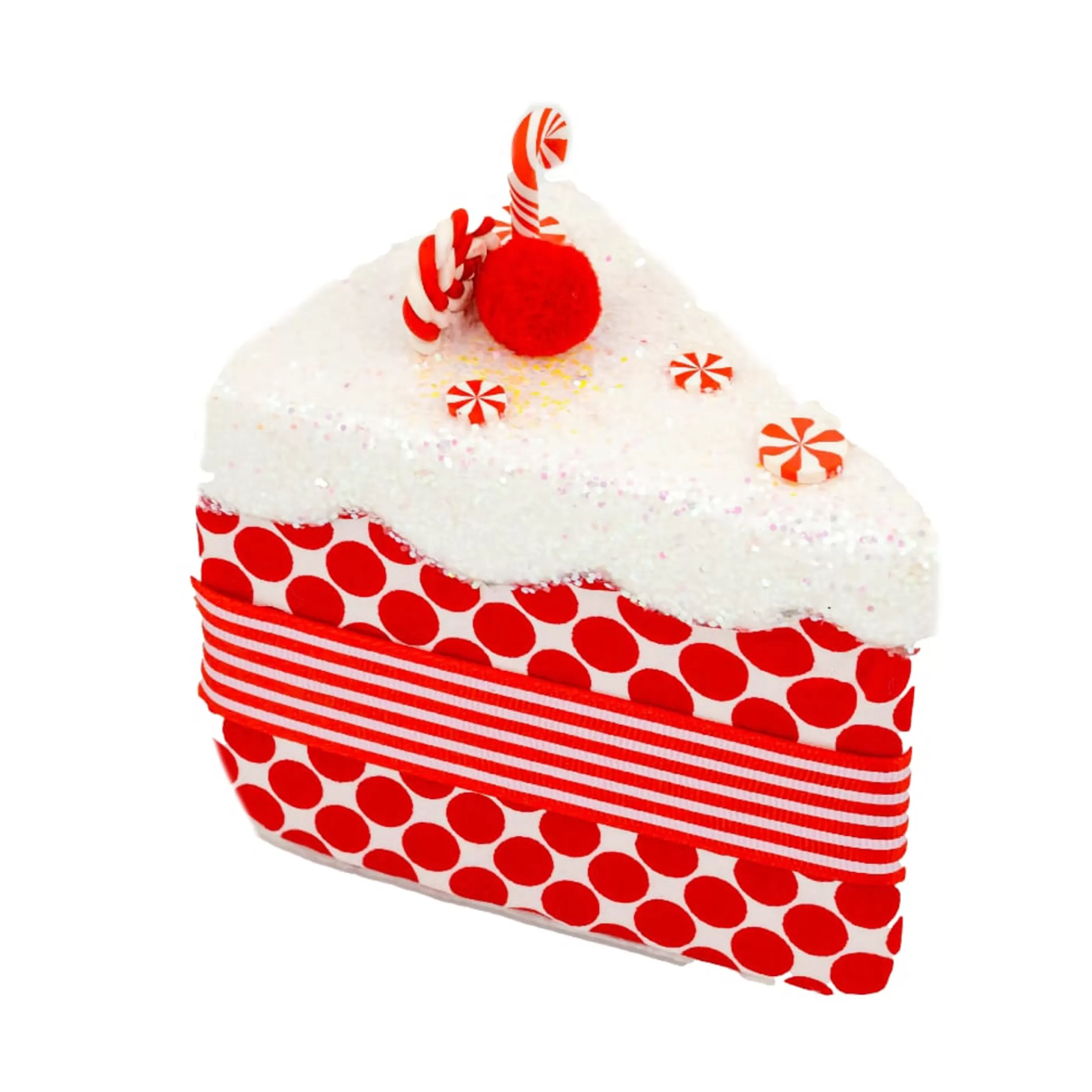 * Hanging Christmas Ornaments | Red White Cake Slice Ornament - 12Cm