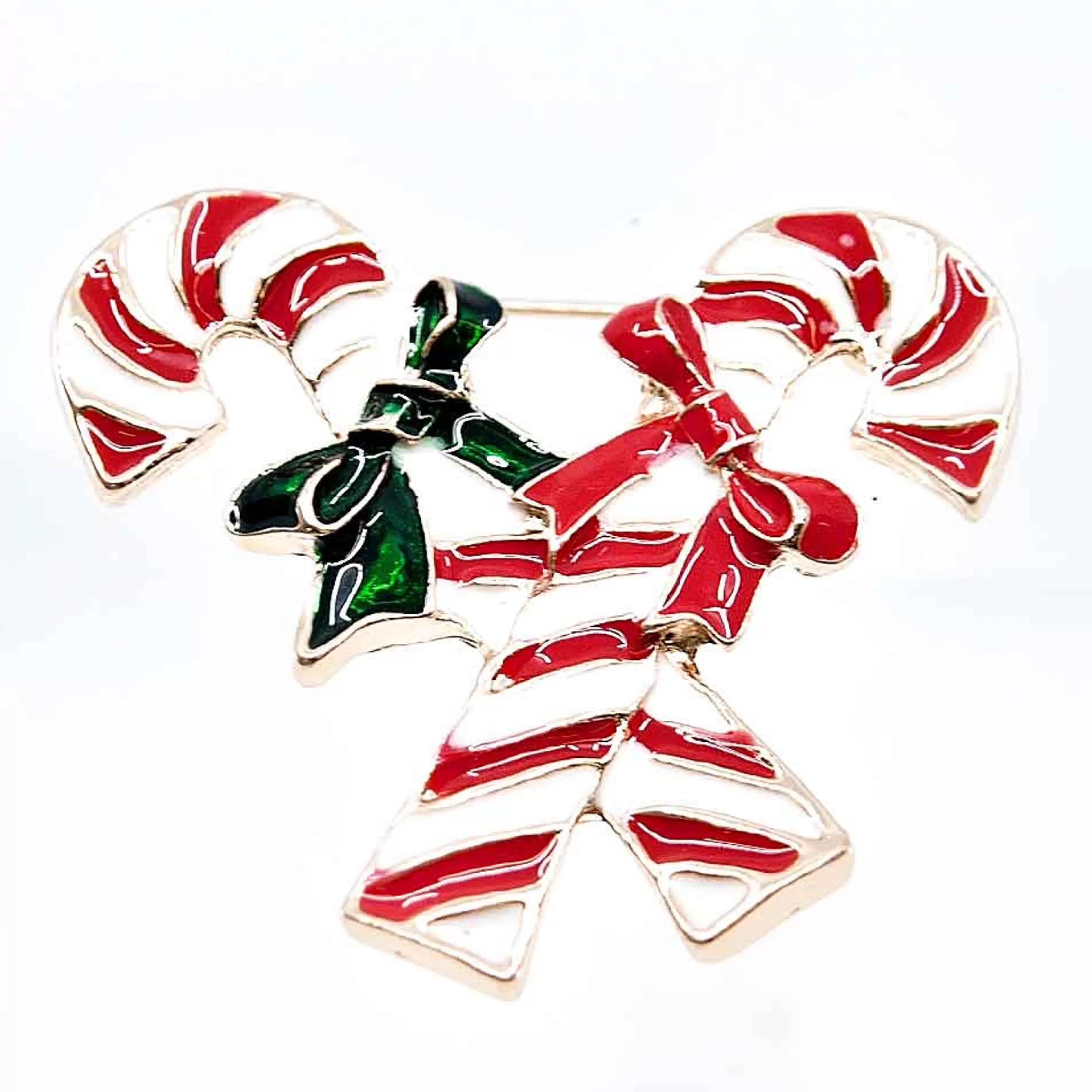 * Gingerbread Candy Christmas | Red White Candy Canes Christmas Brooch - 5Cm