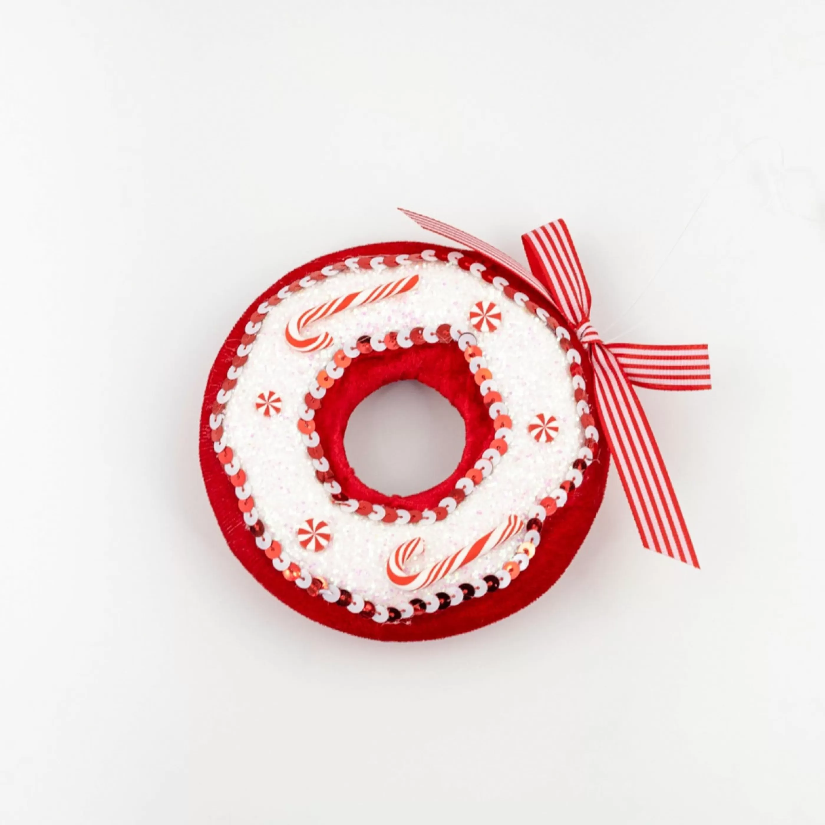 * Hanging Christmas Ornaments | Red White Frosted Doughnut Hanging Ornament - 13Cm