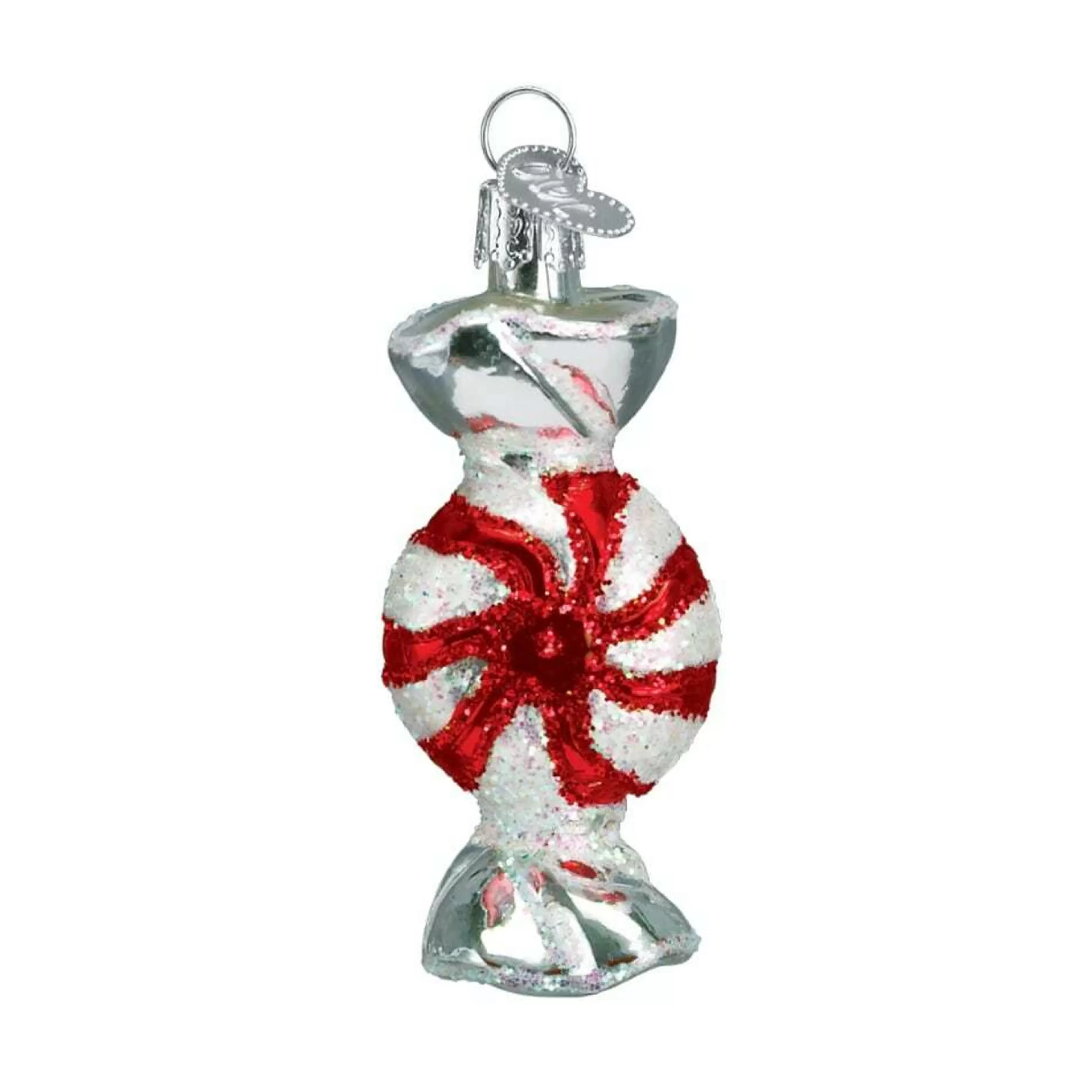 Old World Christmas Glass Hanging Christmas Ornaments | Red White Glass Peppermint Candy Ornament - 6Cm