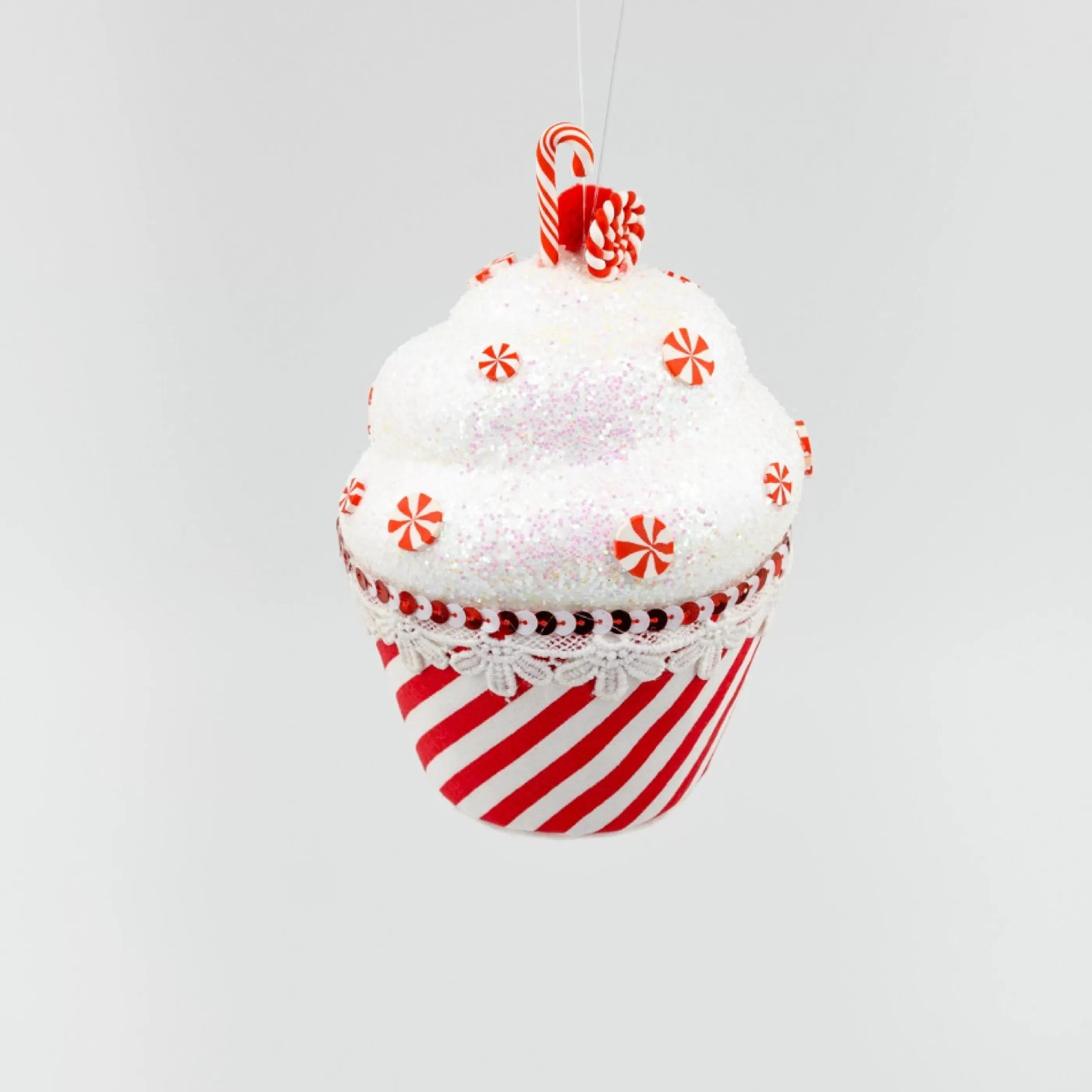 * Hanging Christmas Ornaments | Red White Hanging Cup Cake - 17Cm