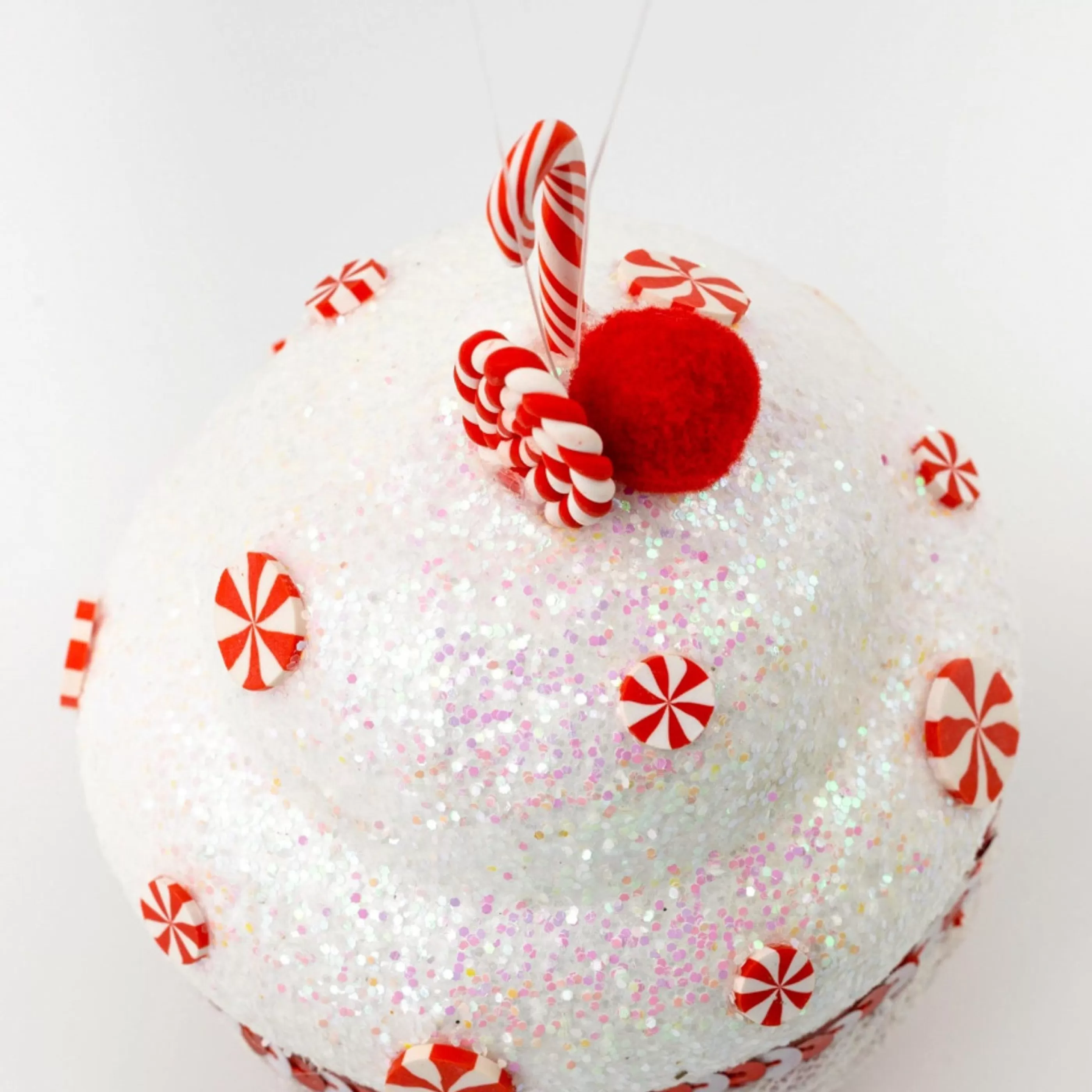 * Hanging Christmas Ornaments | Red White Hanging Cup Cake - 17Cm