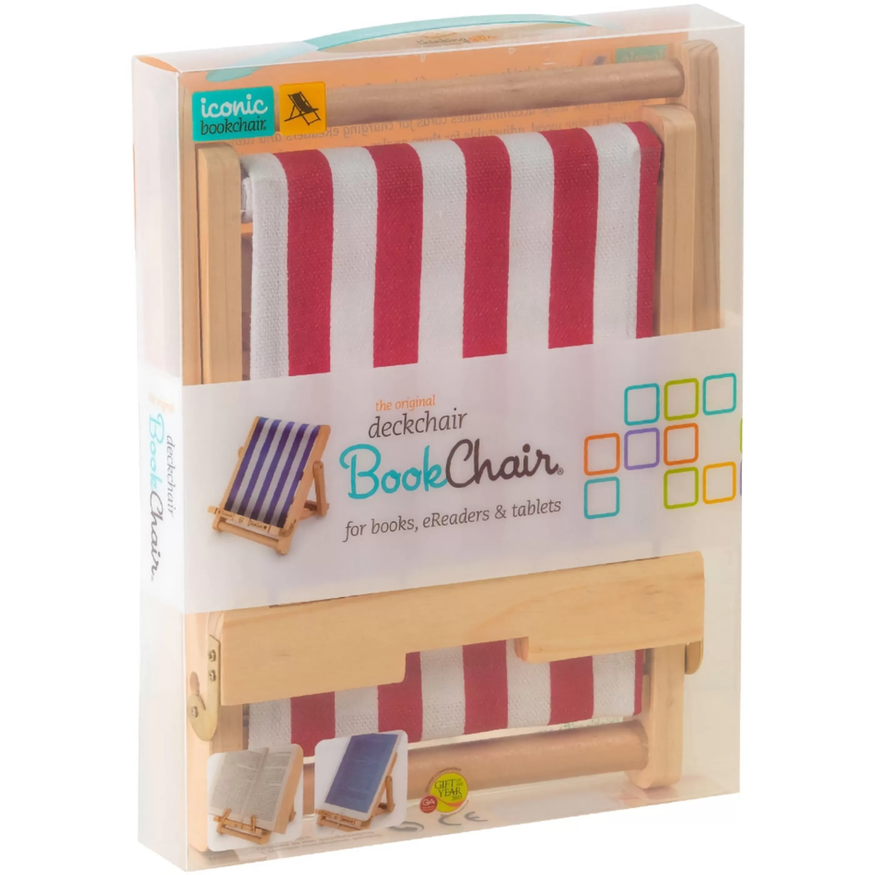 * Table Top Decorations | Red White Stripe Deckchair Book Ipad Stand - 21Cm