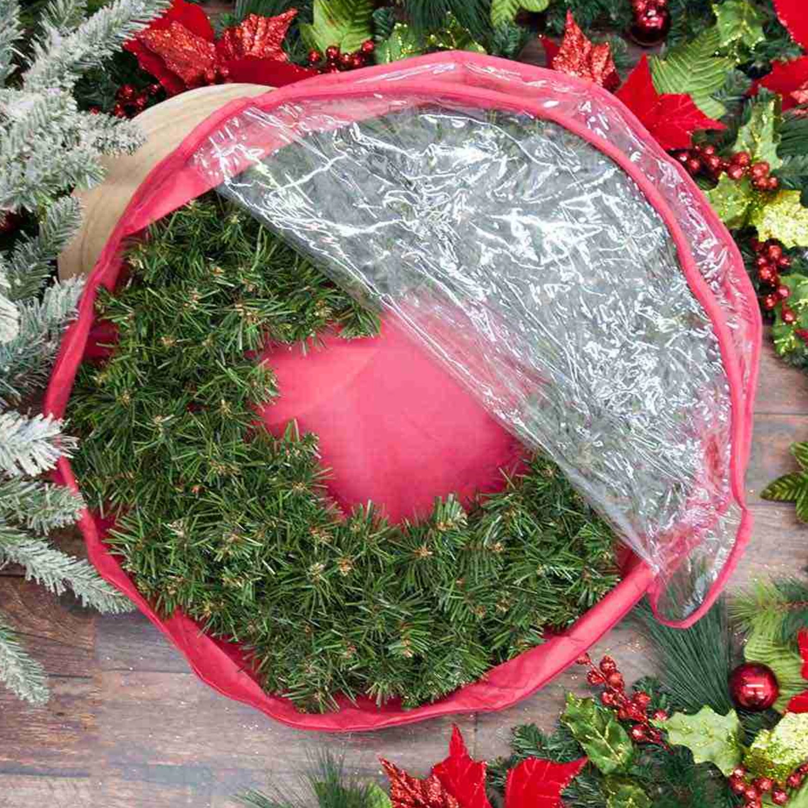 * Wreaths | Red Wreath Storage Bag - 63.5Cm