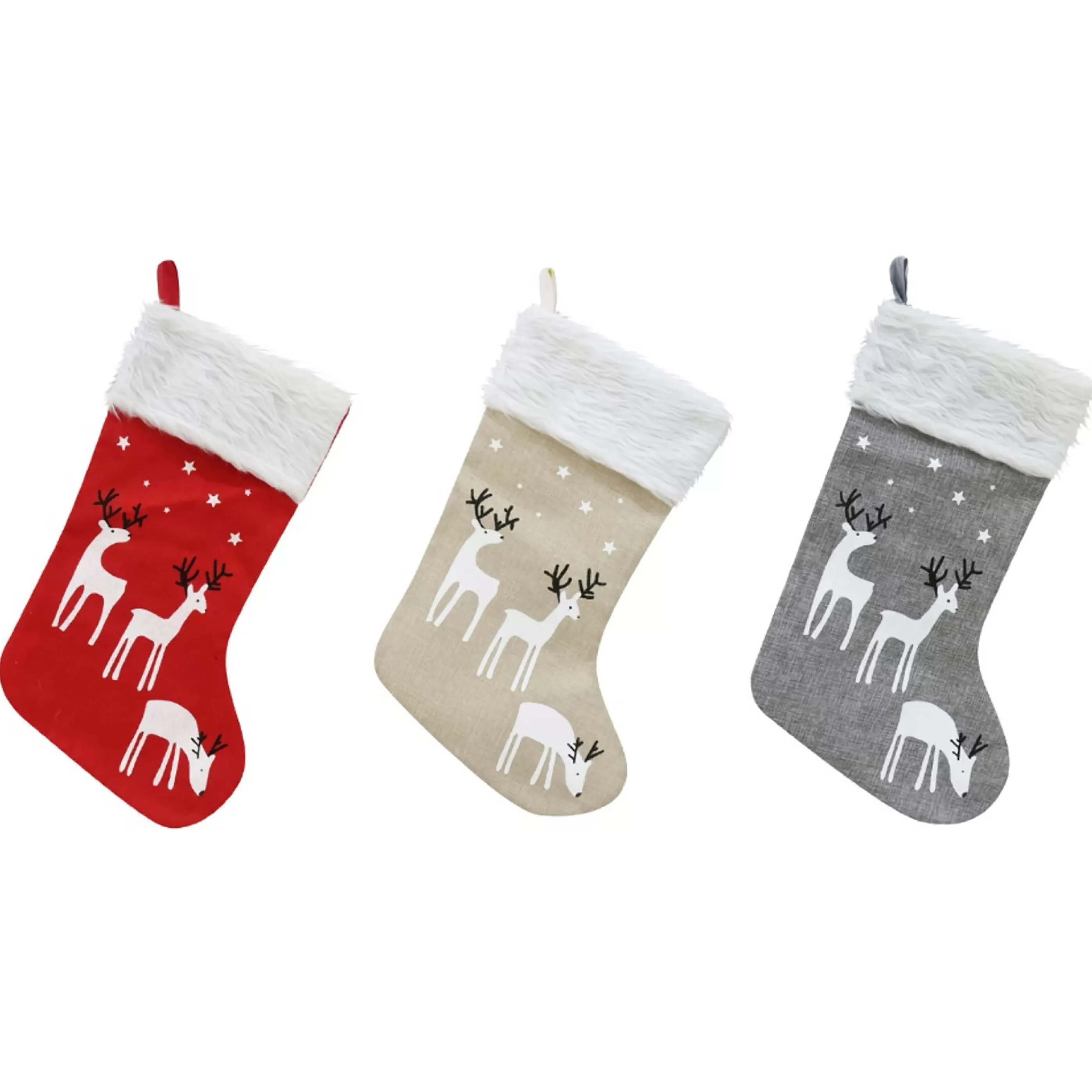 New * Reindeer Scene Stocking (3 Styles) - 45Cm