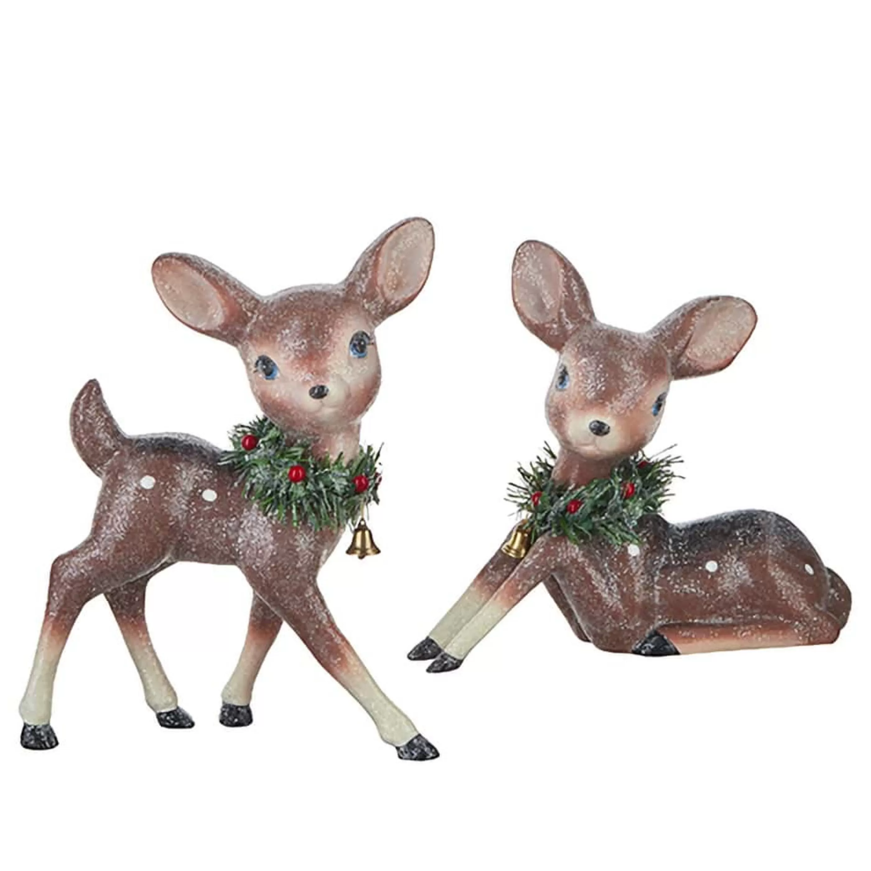 RAZ Imports Table Top Decorations | Reindeer With Bottle Brush Wreath (Set Of 2) - 32.5Cm