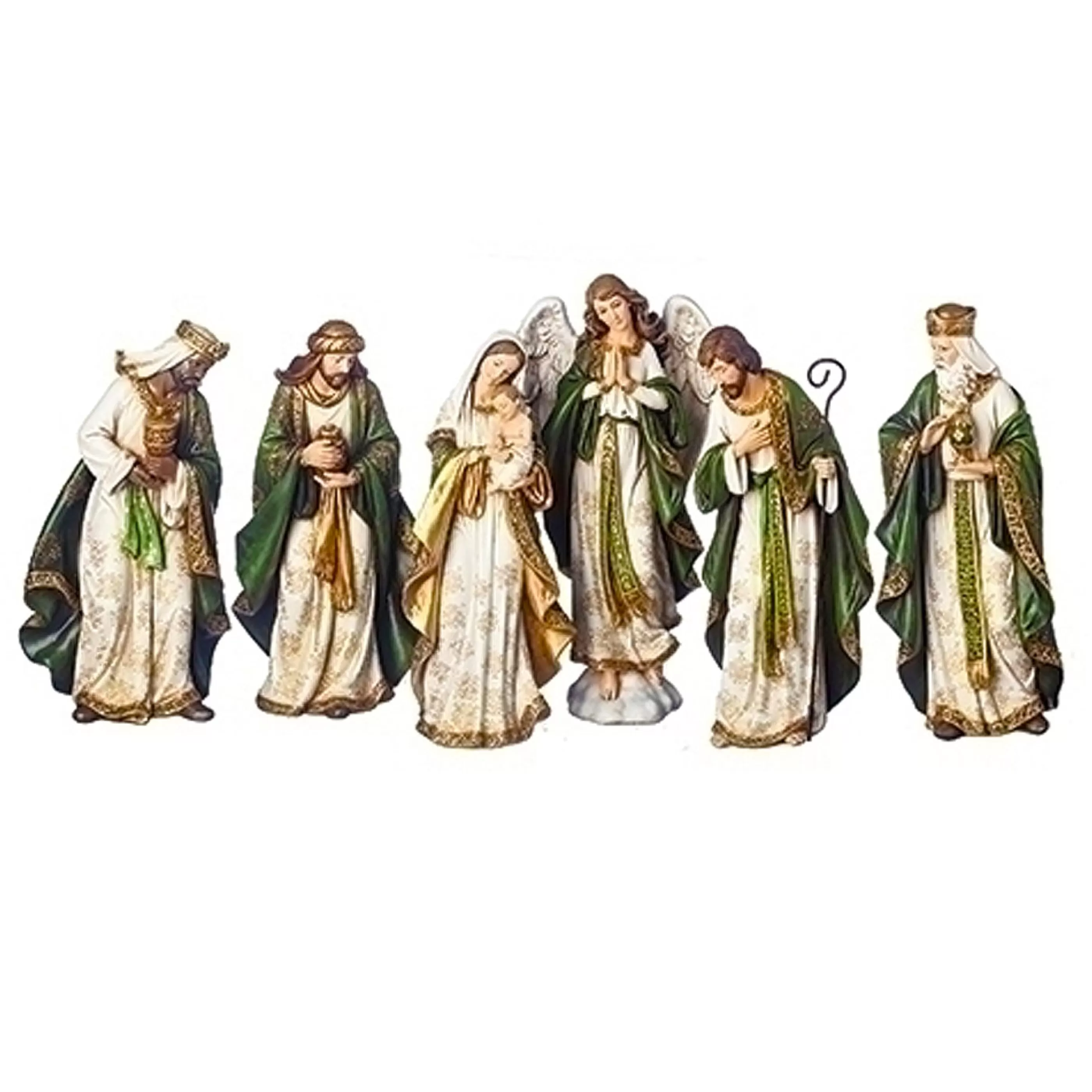 Flash Sale * Roman Olive And Gold Nativity (Set Of 6) - 35Cm