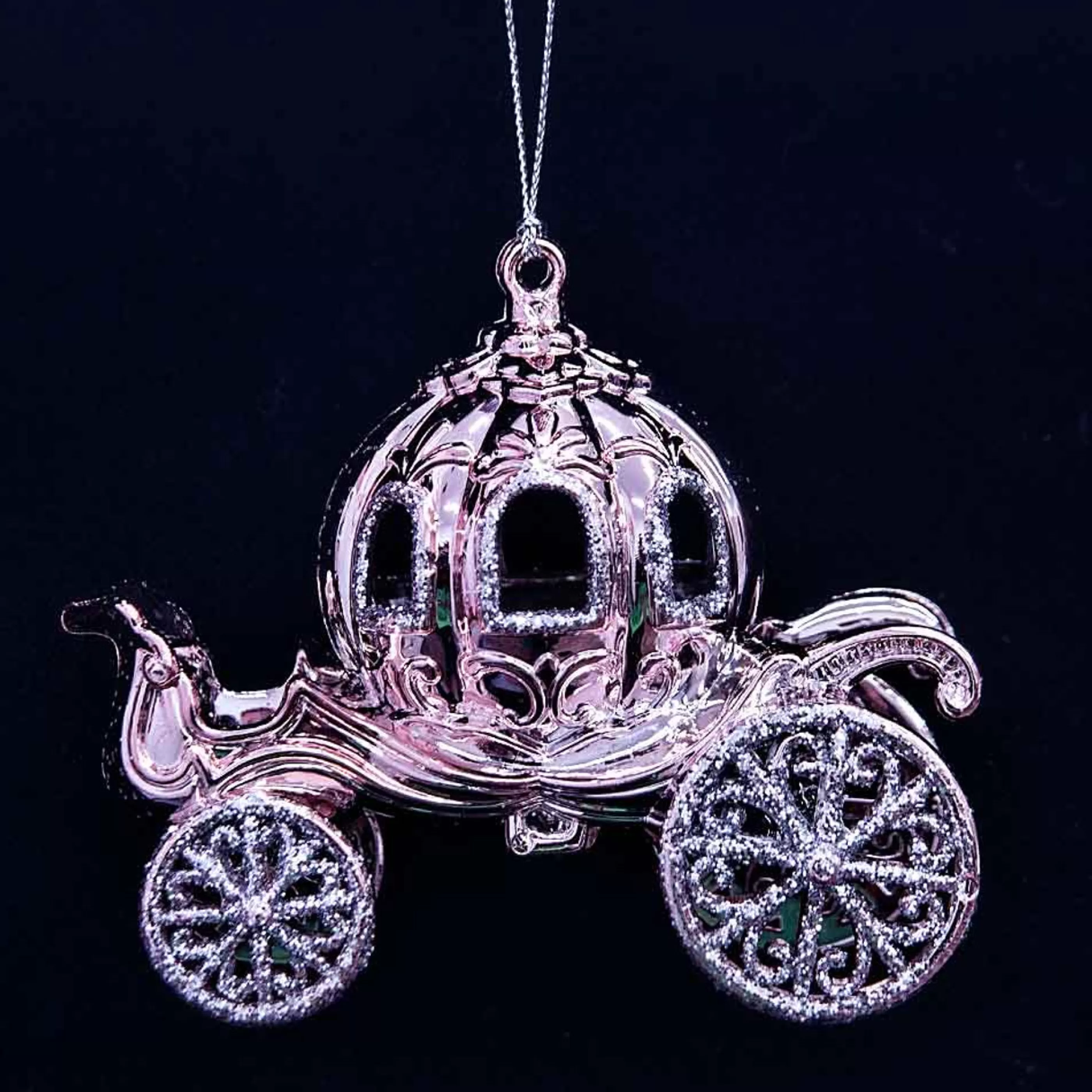 * Hanging Christmas Ornaments | Rose Gold Carriage - 7Cm