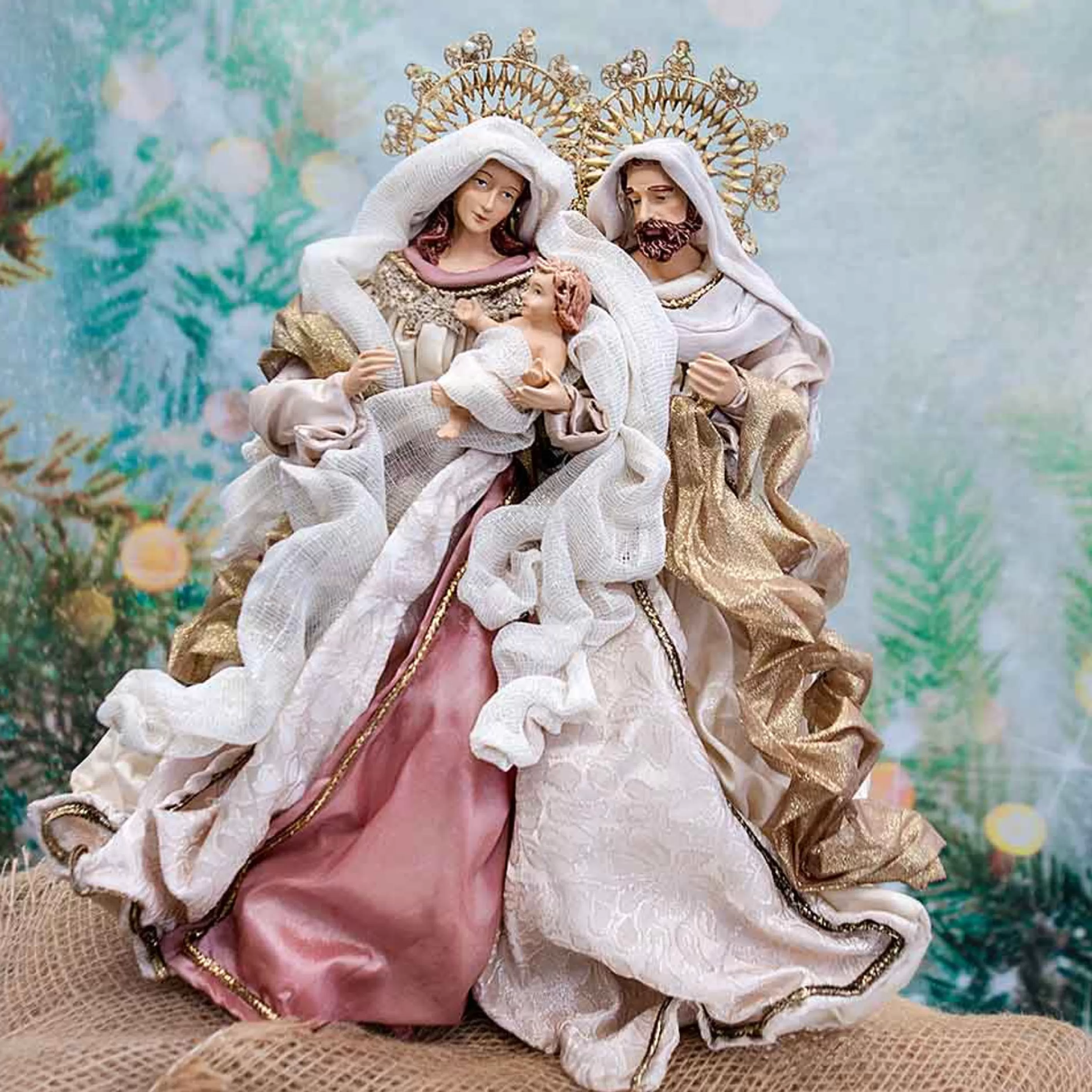 Flash Sale * Rose Gold Holy Family Tree Topper (Margaux Collection) - 35Cm