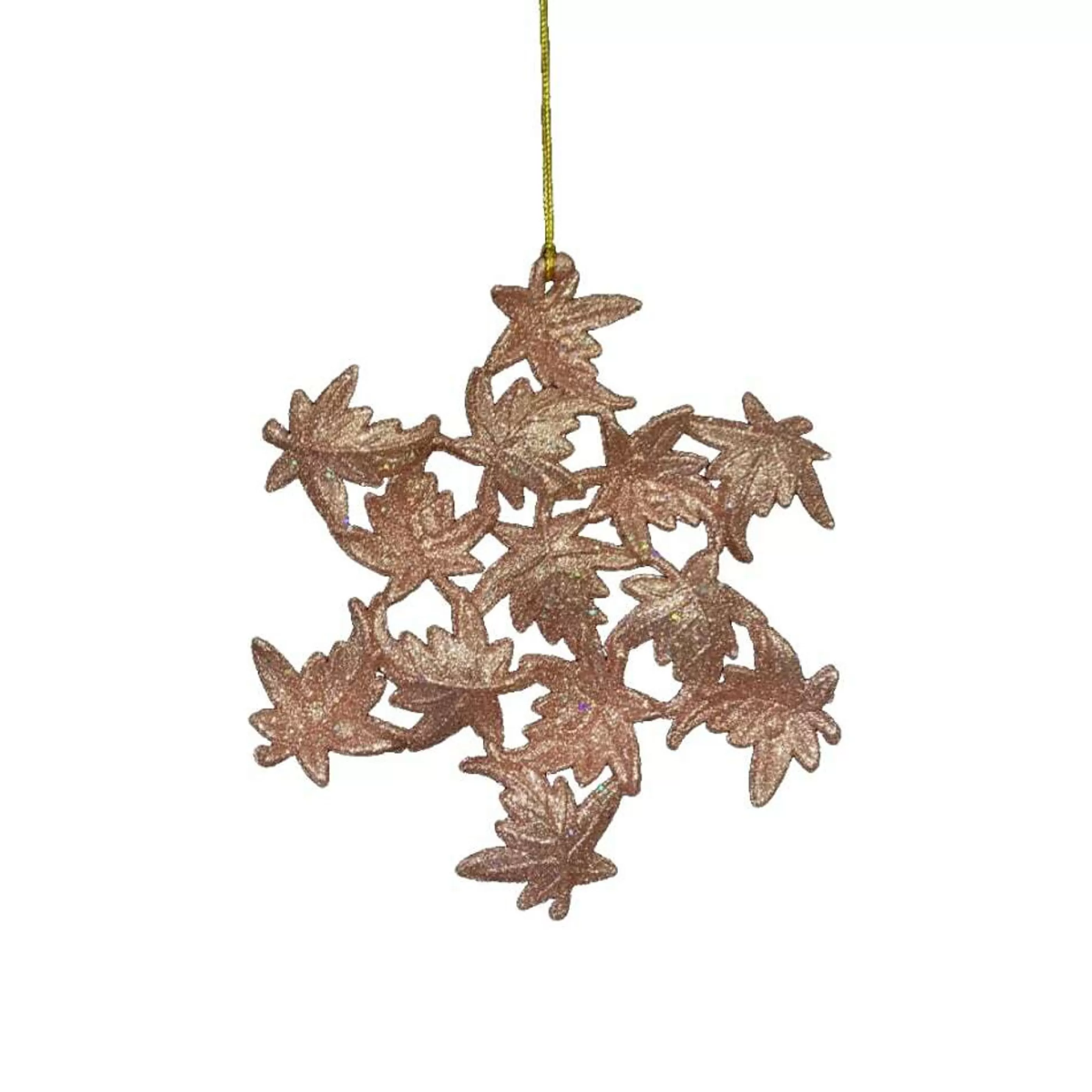 * Hanging Christmas Ornaments | Rose Gold Leaf Star Ornament - 15Cm