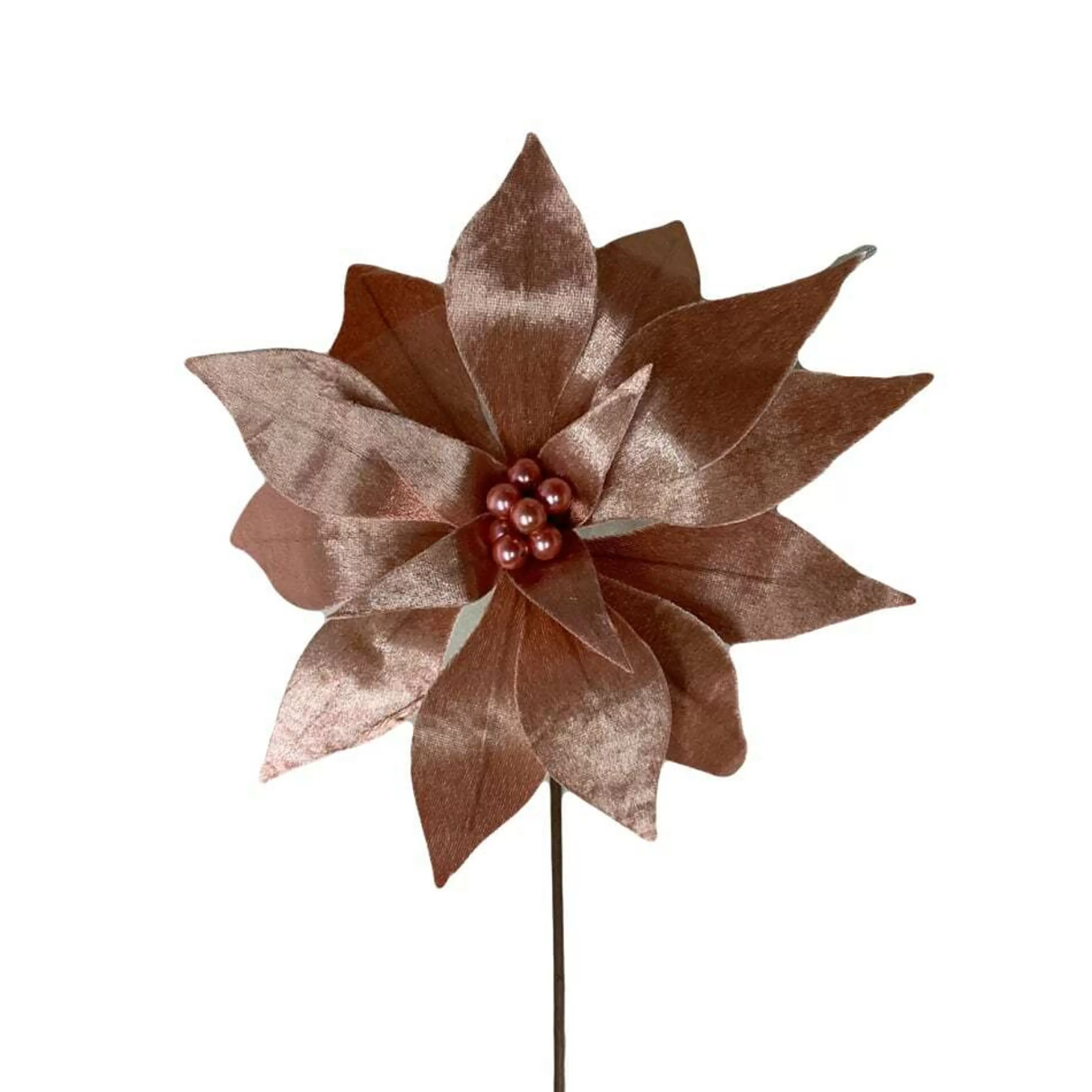 * Poinsettia Decorations | Rose Gold Poinsettia Flower With Stem - 31Cm