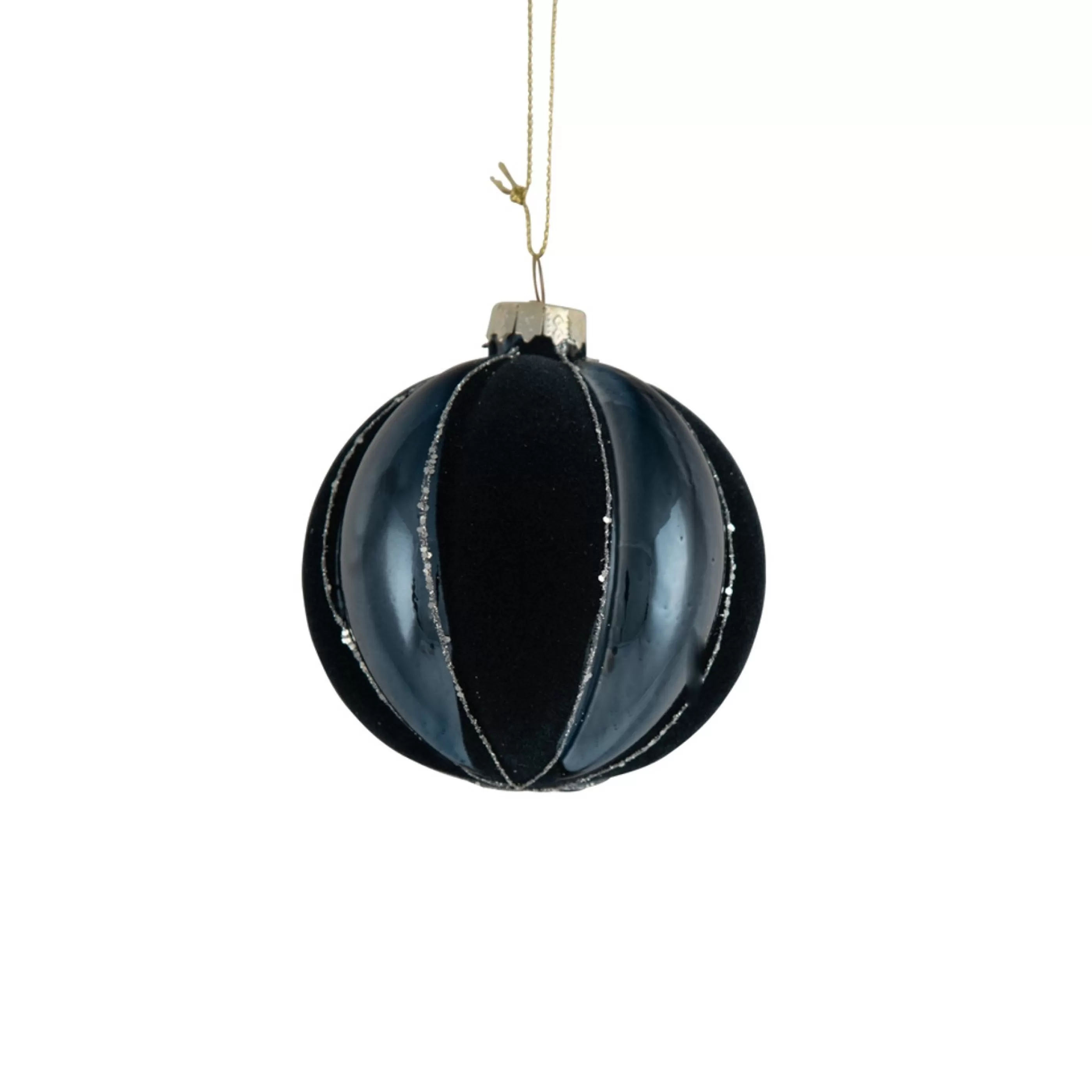 * Hanging Christmas Ornaments | Royal Blue Quilted Glass Bauble - 8Cm