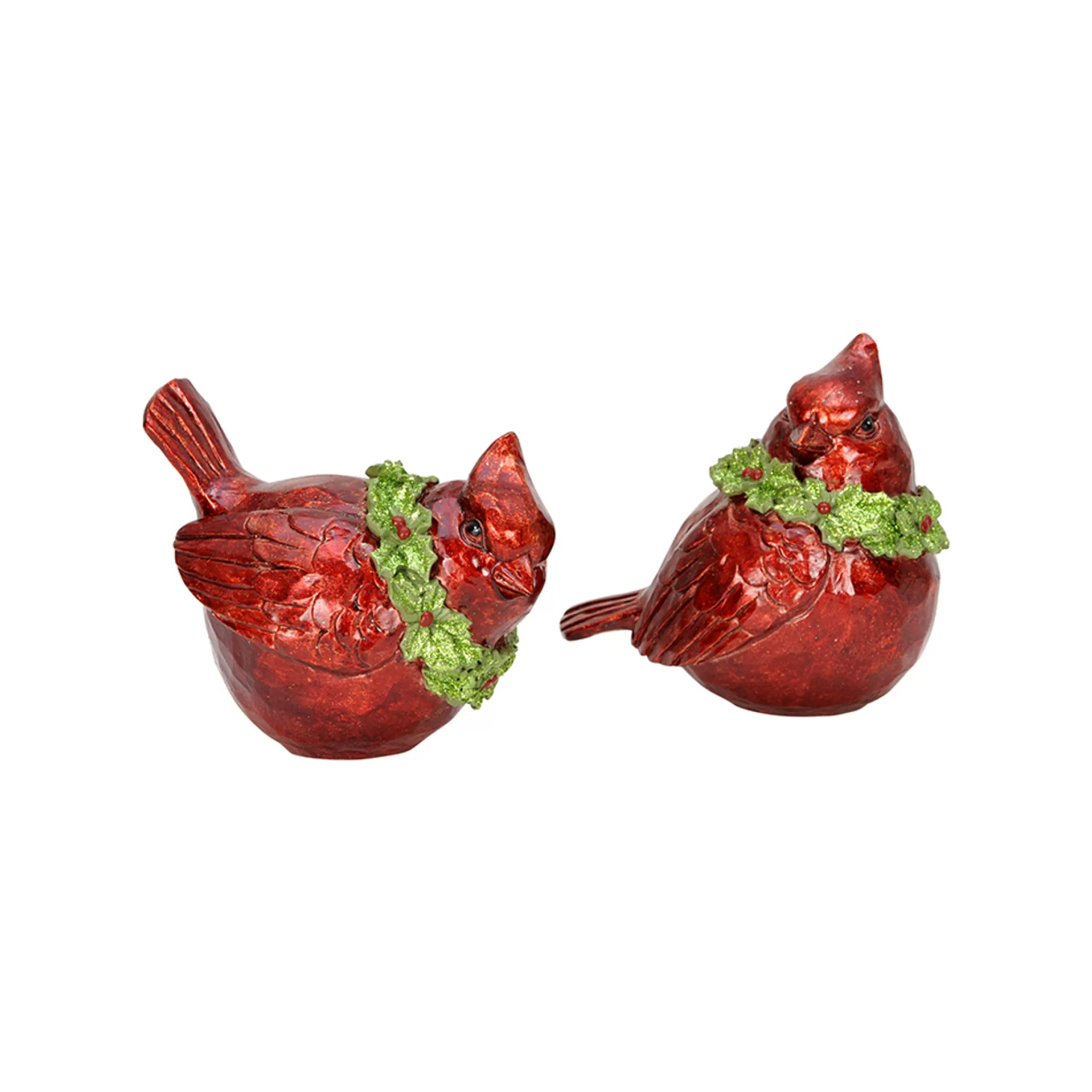 * Table Top Decorations | Ruby Resin Scarlett Finches (2 Designs) - 13Cm