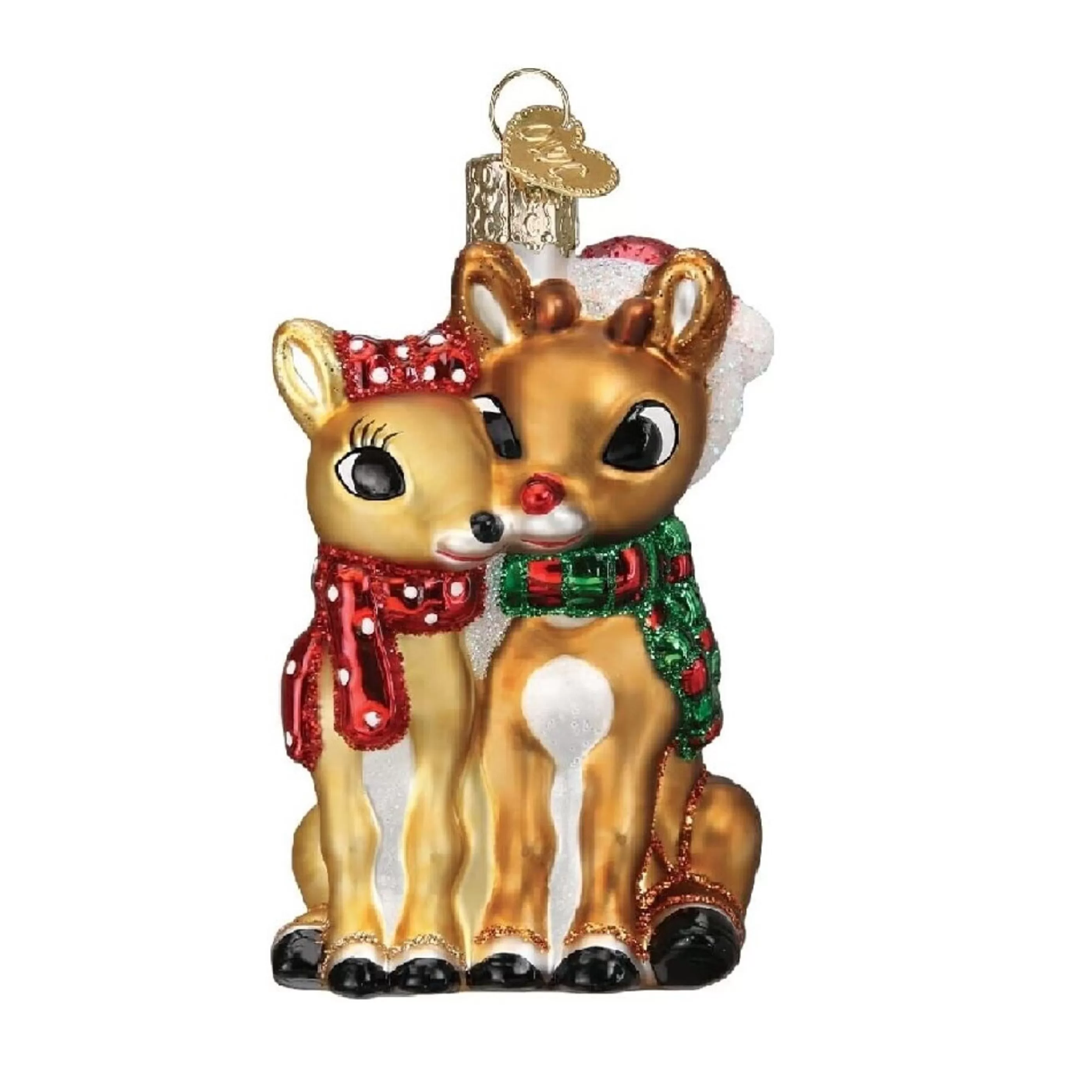 Old World Christmas Glass Glass Ornaments | Rudolph And Clarice Glass Ornament - 8.5Cm