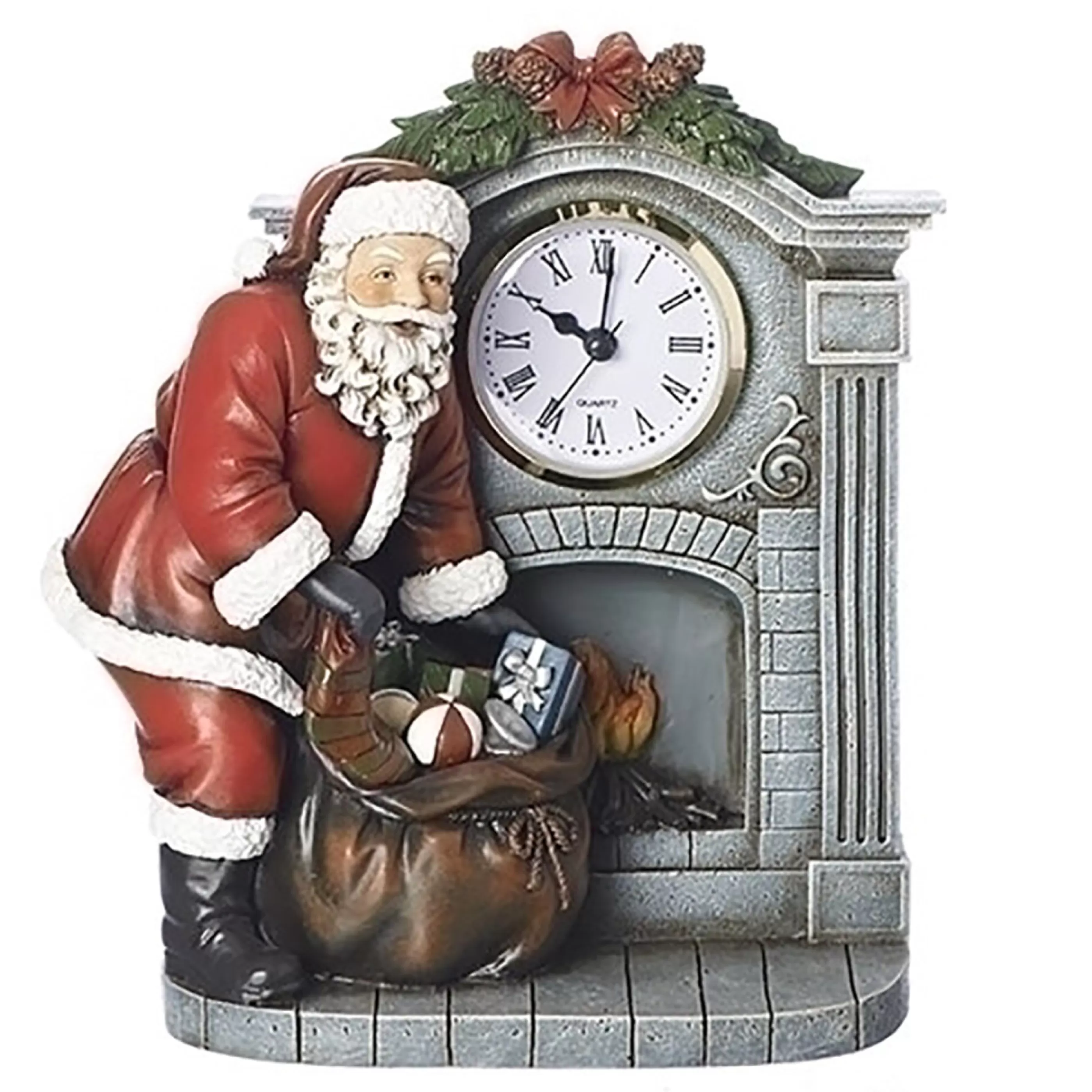 Roman Table Top Decorations | Santa Claus Traditional Clock - 20Cm