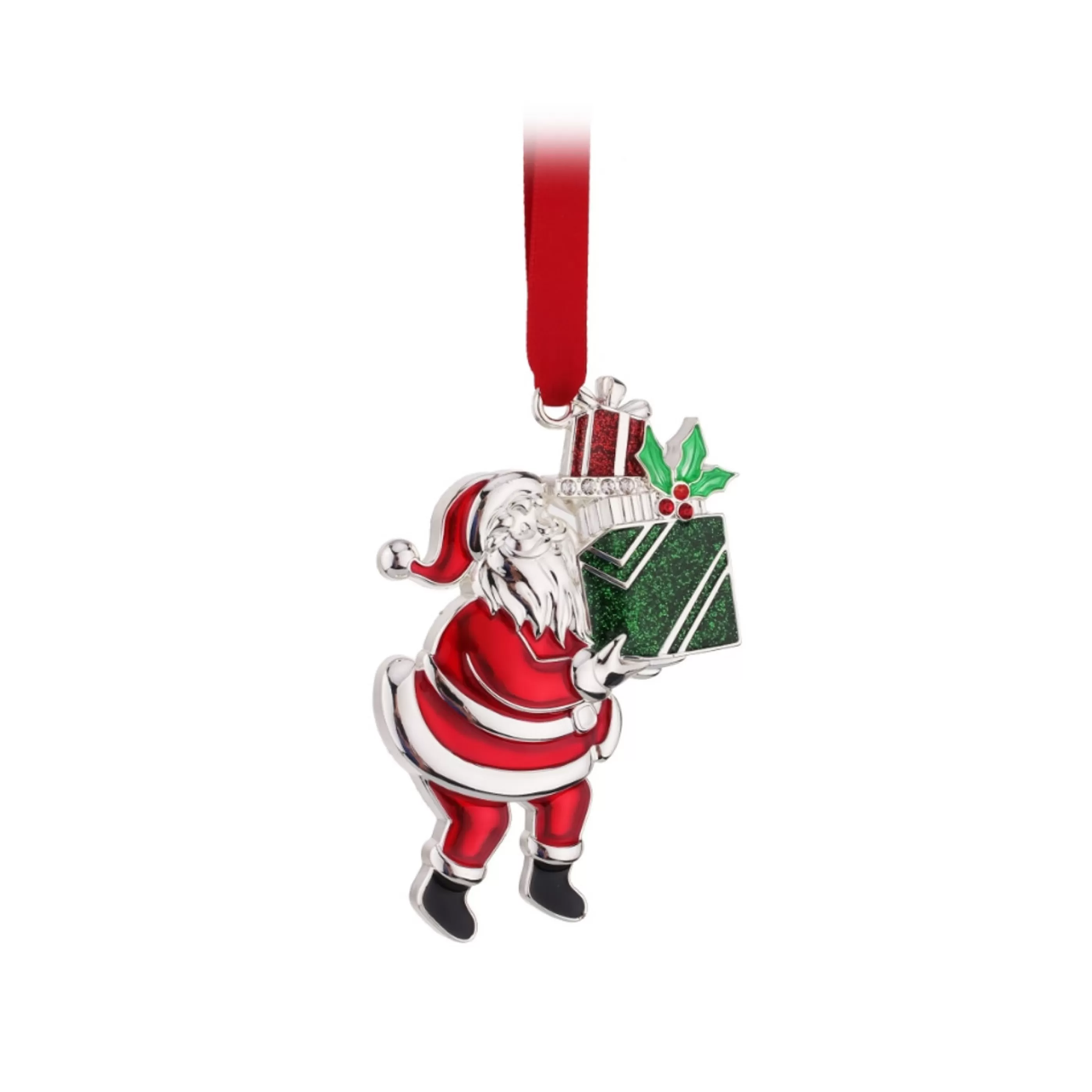 * Hanging Christmas Ornaments | Santa Claus With Giftbox Ornament - 8.5Cm