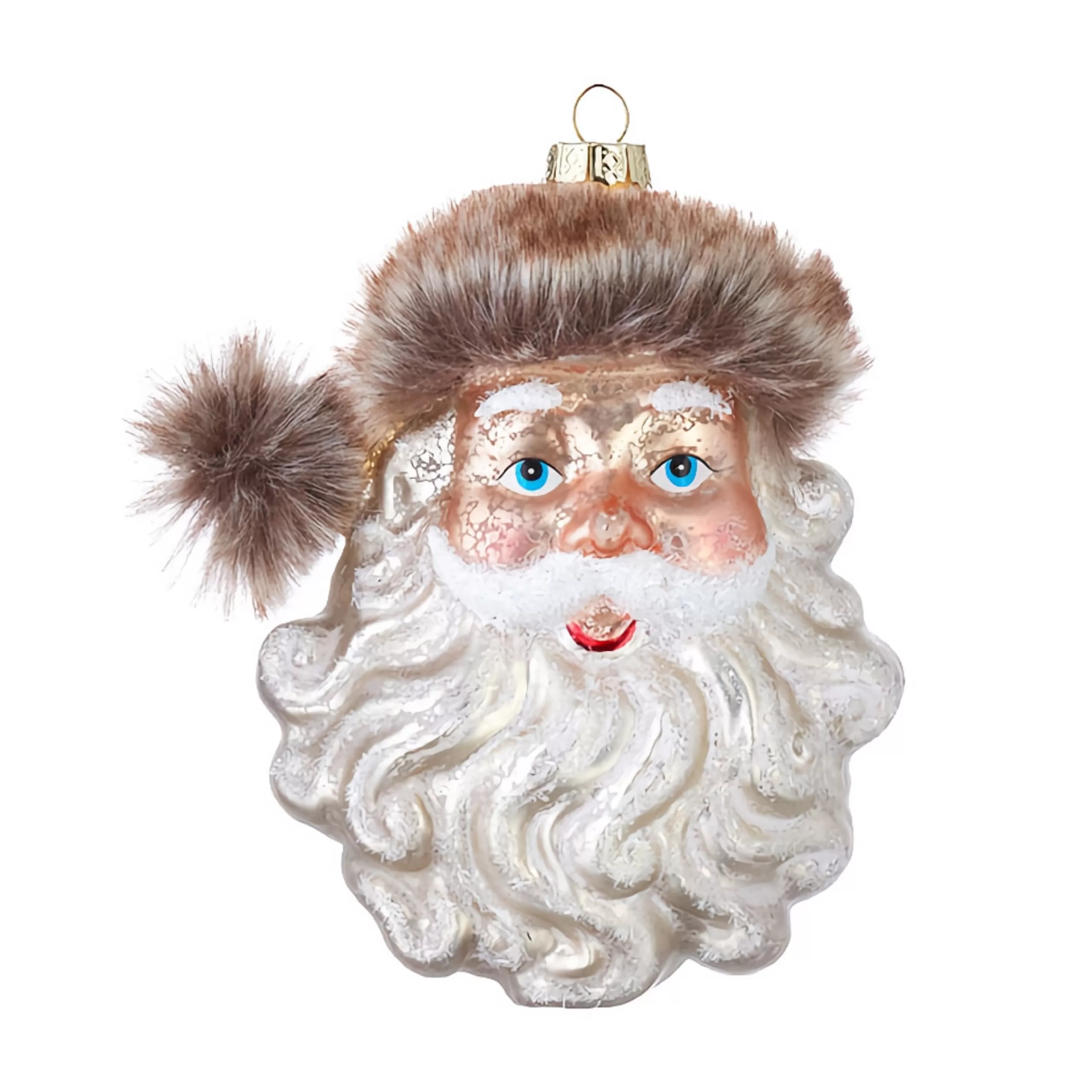 RAZ Imports Hanging Christmas Ornaments | Santa Head Ornament With Glitter - 12.5Cm