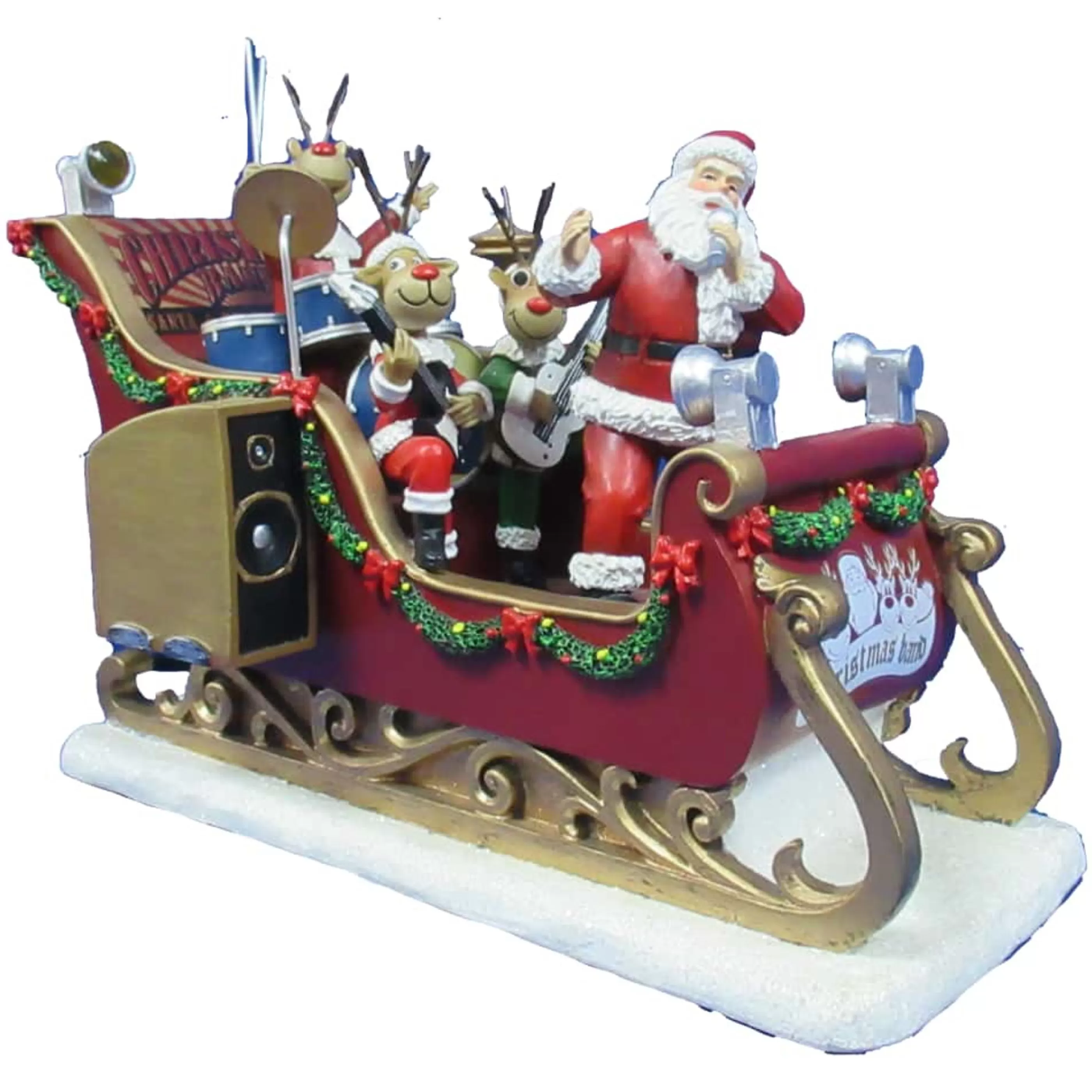 * Table Top Decorations | Santa Reindeer Band In Sleigh Moves With Music - 24Cm