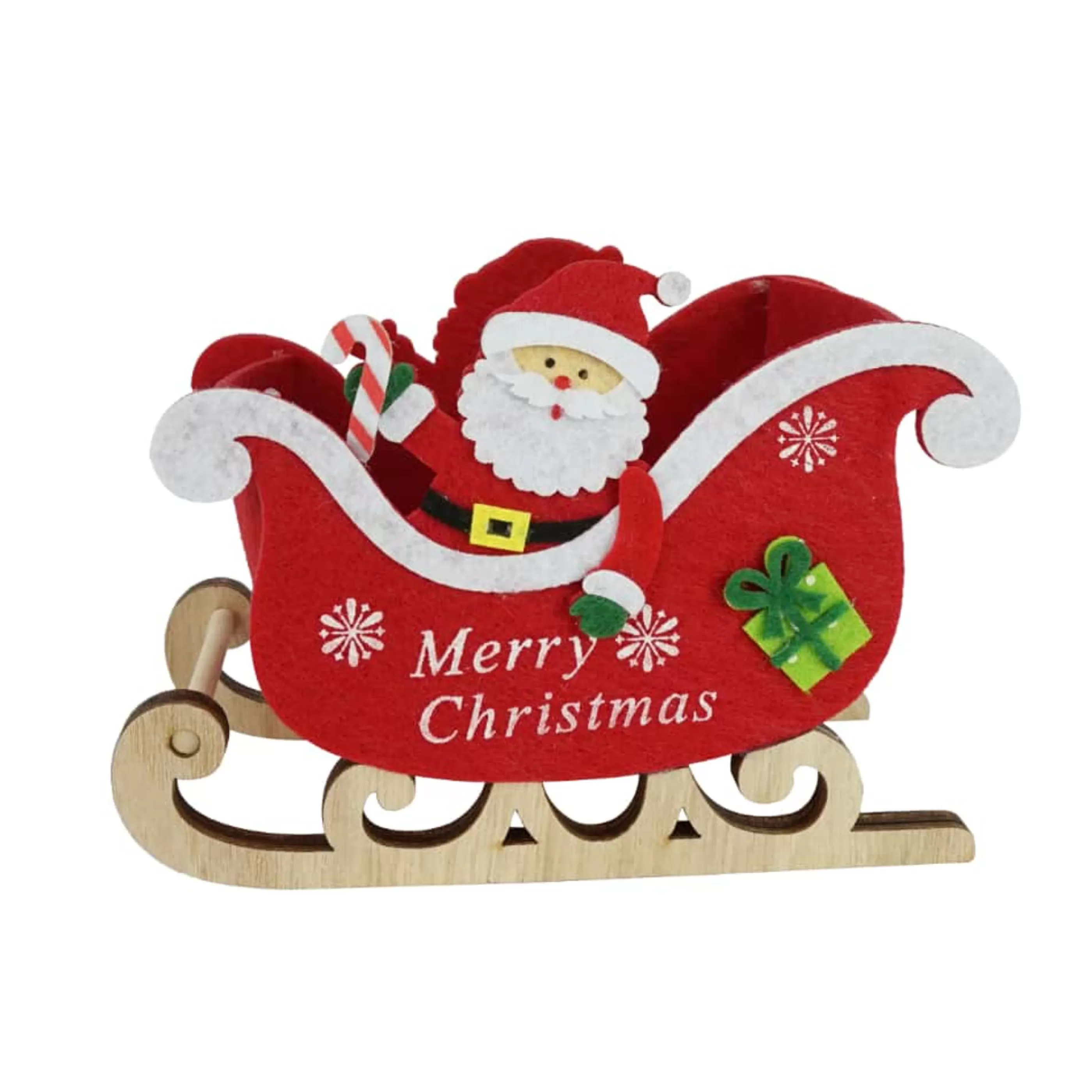 * Table Top Decorations | Santa Sleigh Felt Bucket - 16Cm