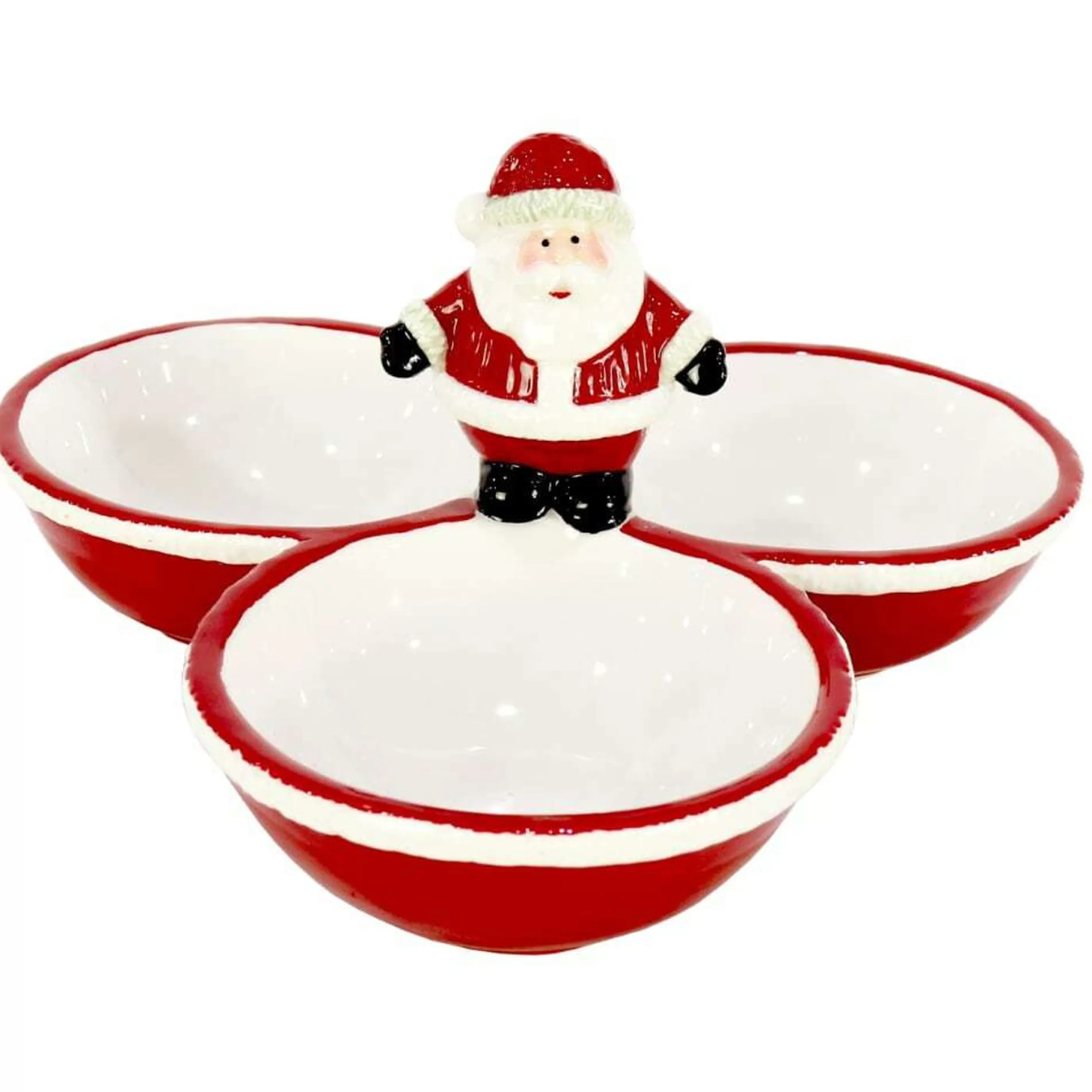 * Gingerbread Candy Christmas | Santa Triple Candy Bowl - 20.5Cm