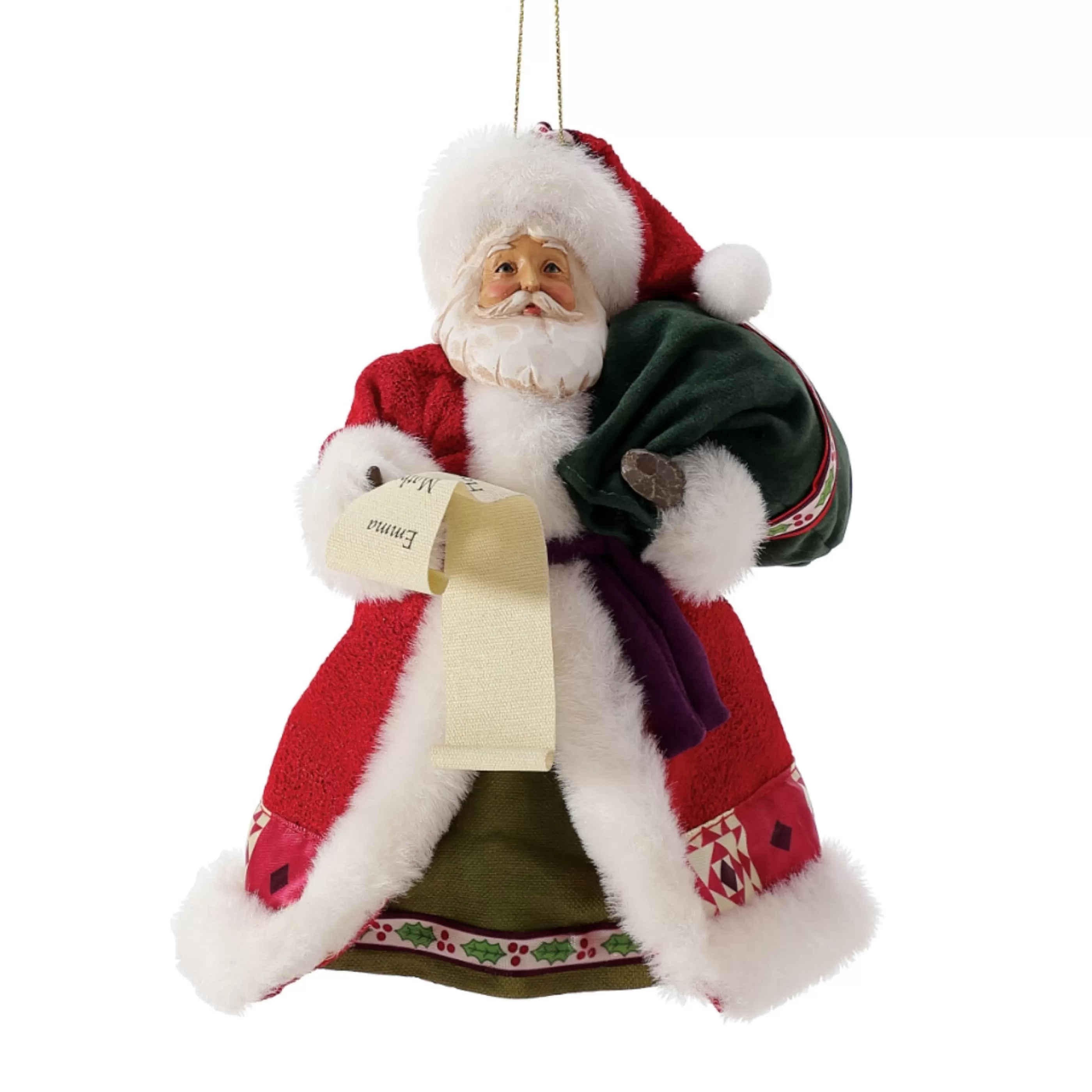 Department 56 Hanging Christmas Ornaments | Santa With List Hanging Ornament - 16.5Cm