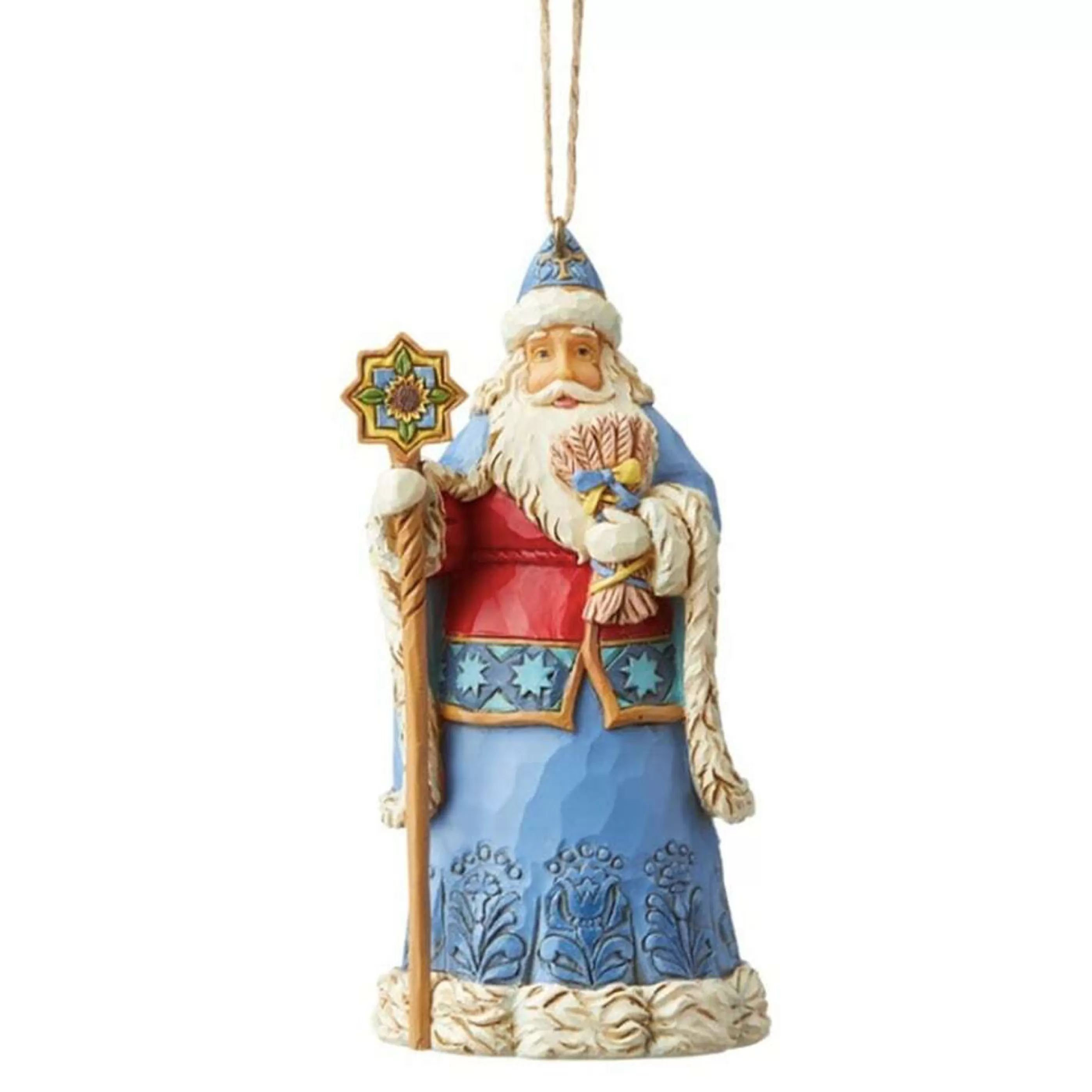 Jim Shore Hanging Christmas Ornaments | Santas Around The World Ukraine Hanging Santa - 12Cm