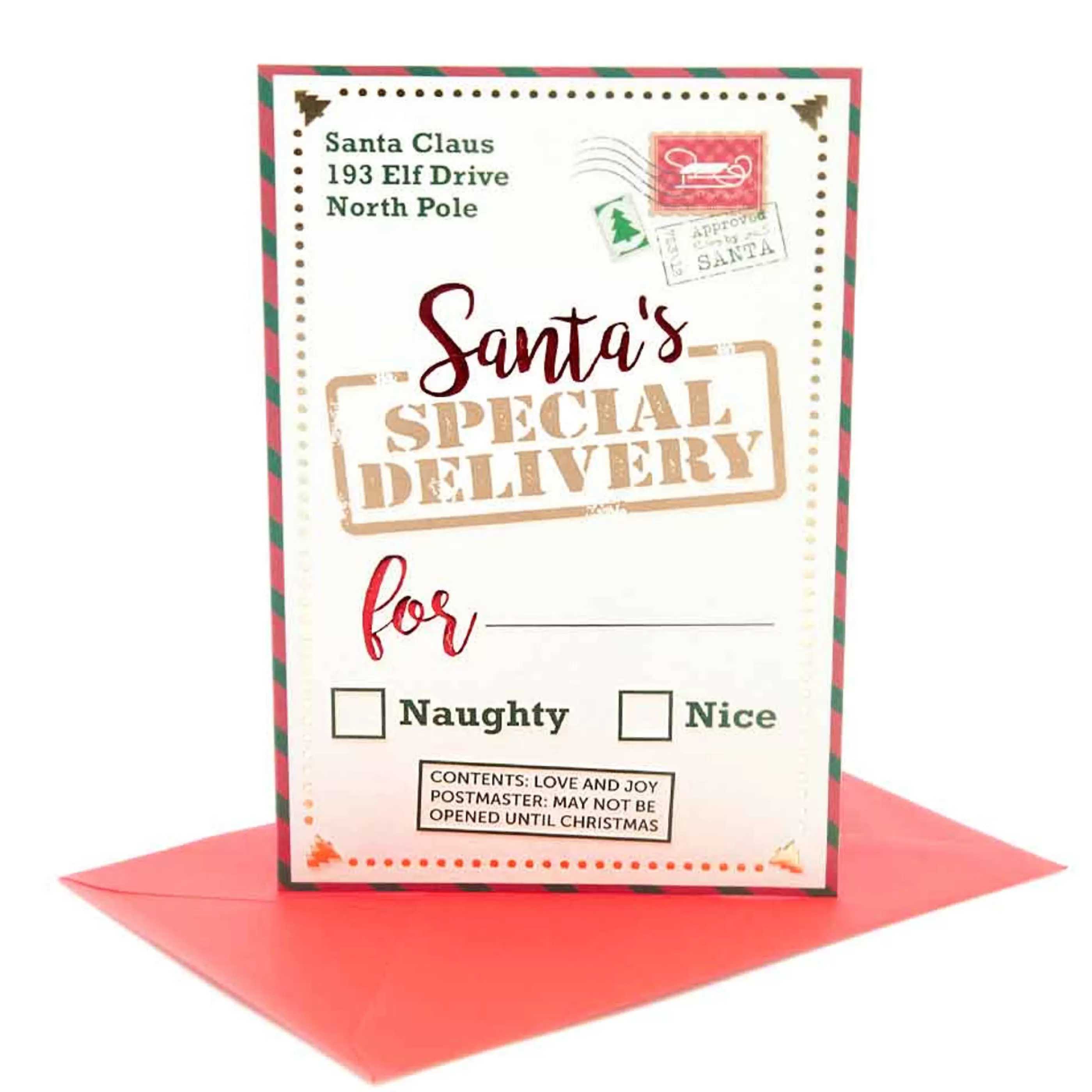 New * Santa's Special Delivery Card - 17Cm