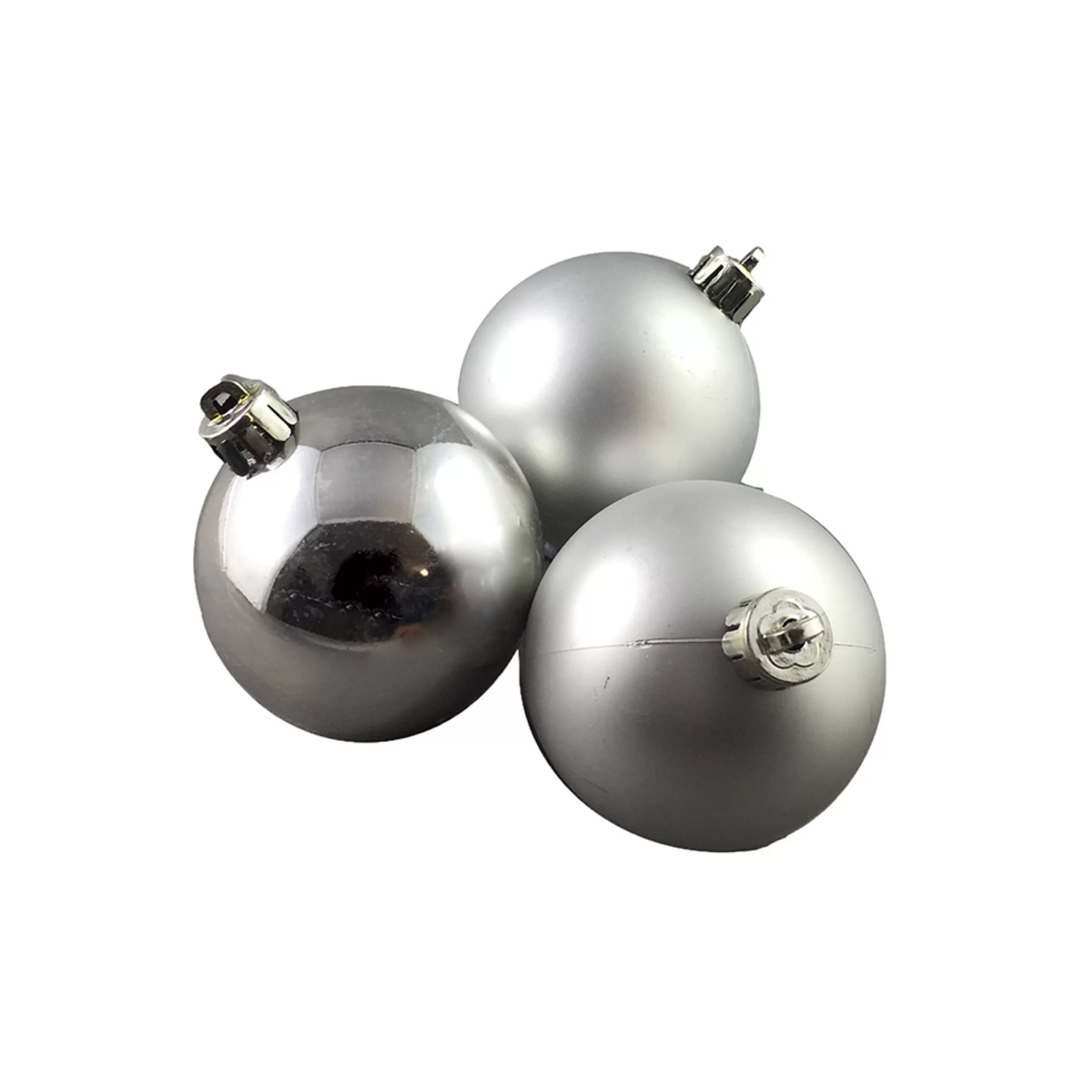 * Hanging Christmas Baubles | Shiny & Matte Silver Baubles (Pack Of 24 ) - 60Mm