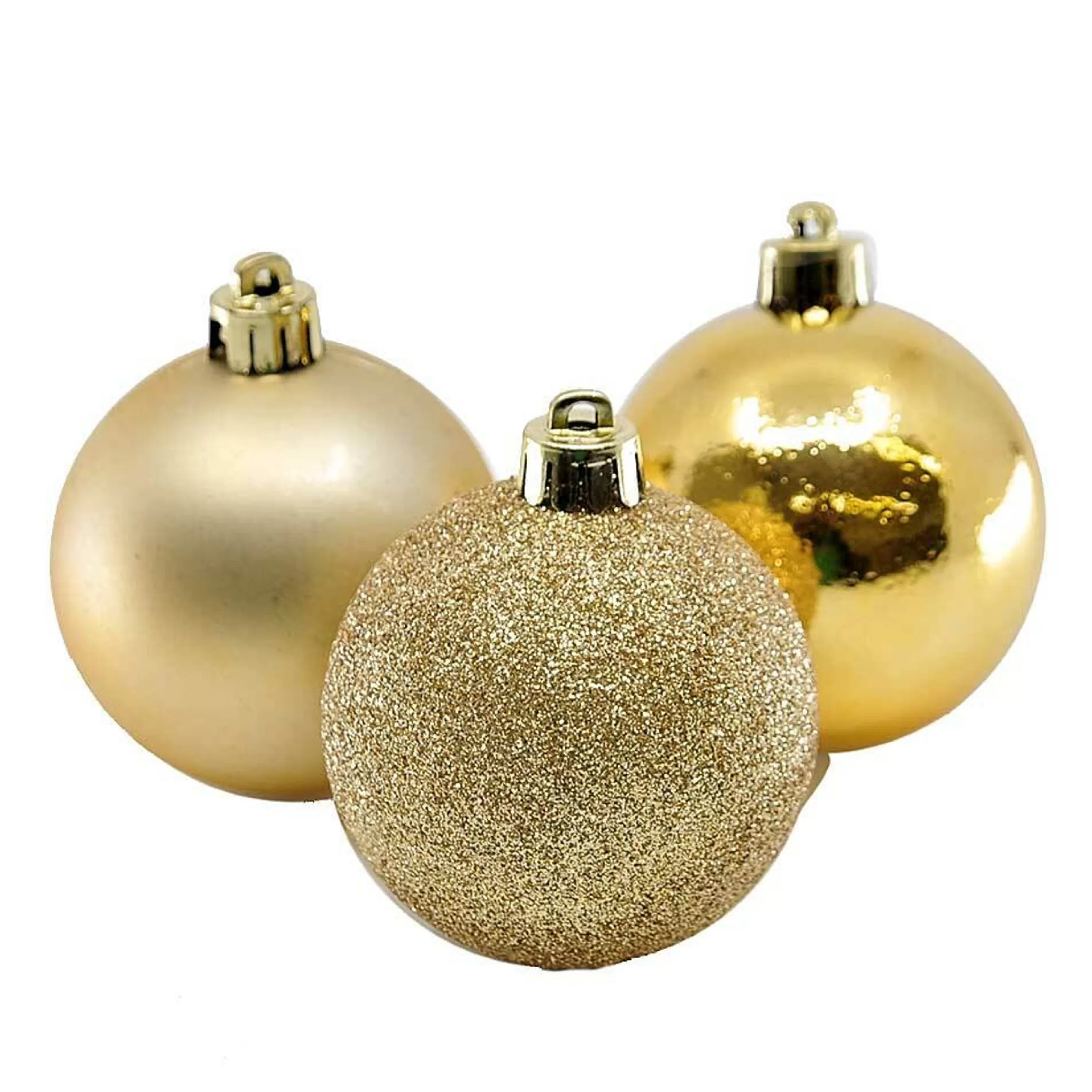 * Hanging Christmas Baubles | Shiny, Matte & Glitter Gold Baubles (Pack Of 24) - 60Mm