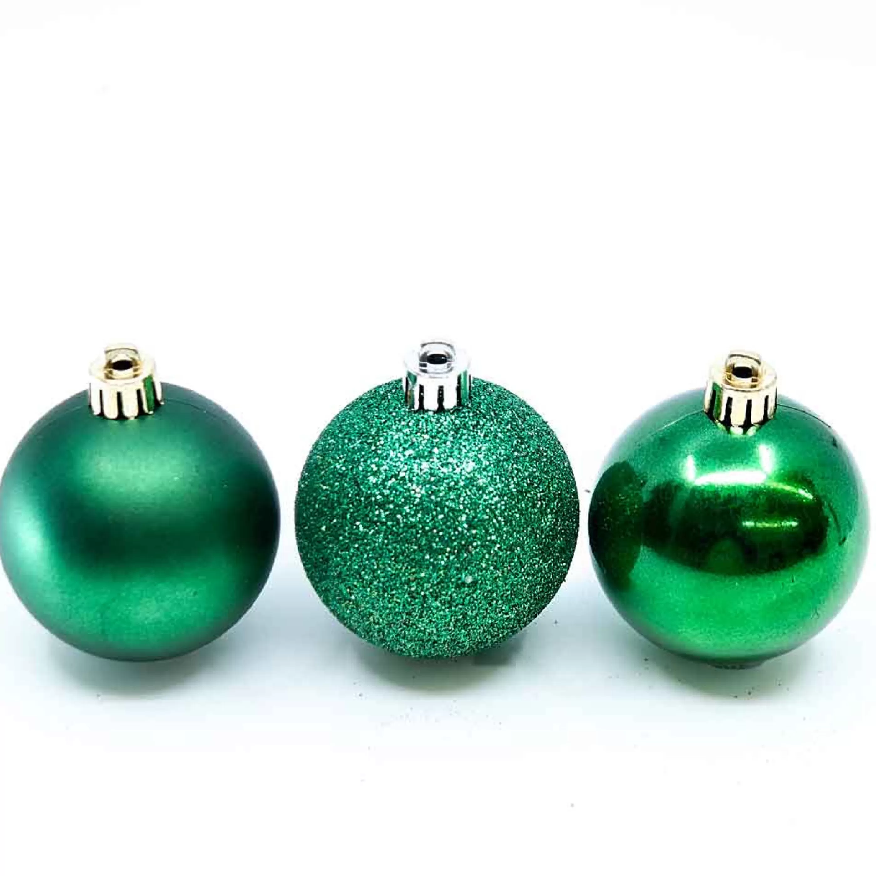 * Hanging Christmas Baubles | Shiny, Matte & Glitter Green Baubles (Pack Of 24) - 60Mm