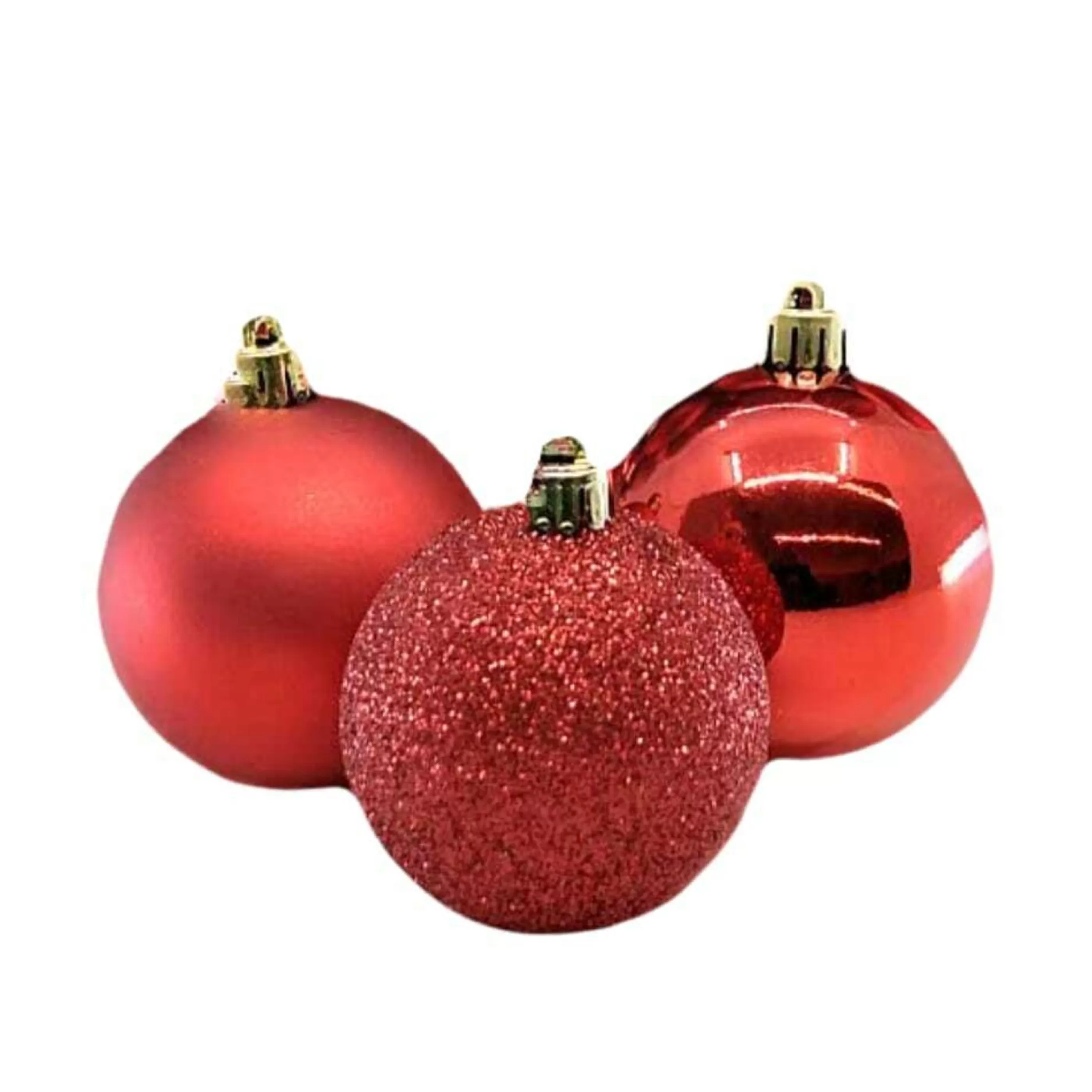 * Hanging Christmas Baubles | Shiny, Matte & Glitter Red Baubles (Pack Of 24) - 60Mm