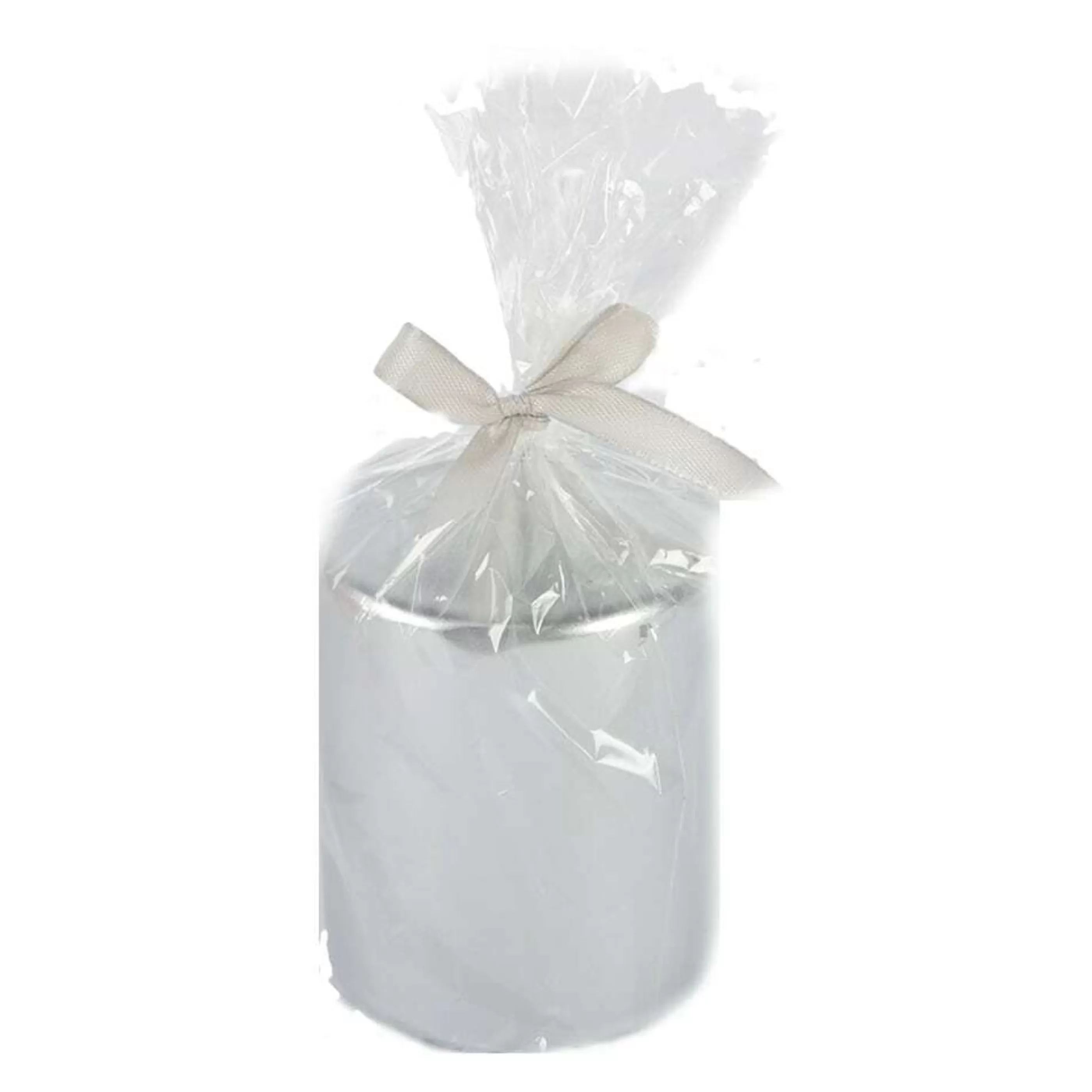 * Table Top Decorations | Short Silver Pillar Candle - 10Cm