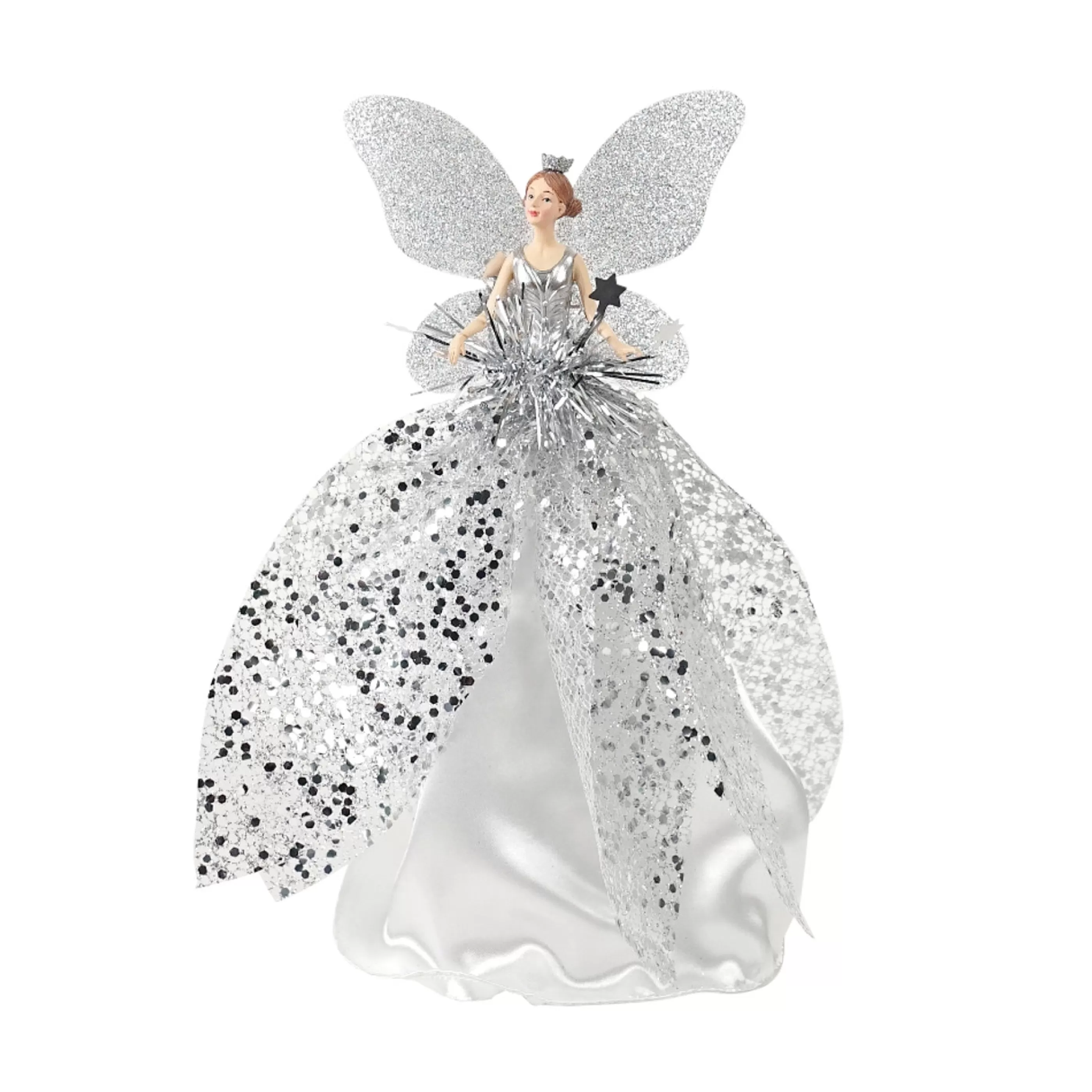 Fashion * Silver Angel Cone Tree Topper - 28Cm