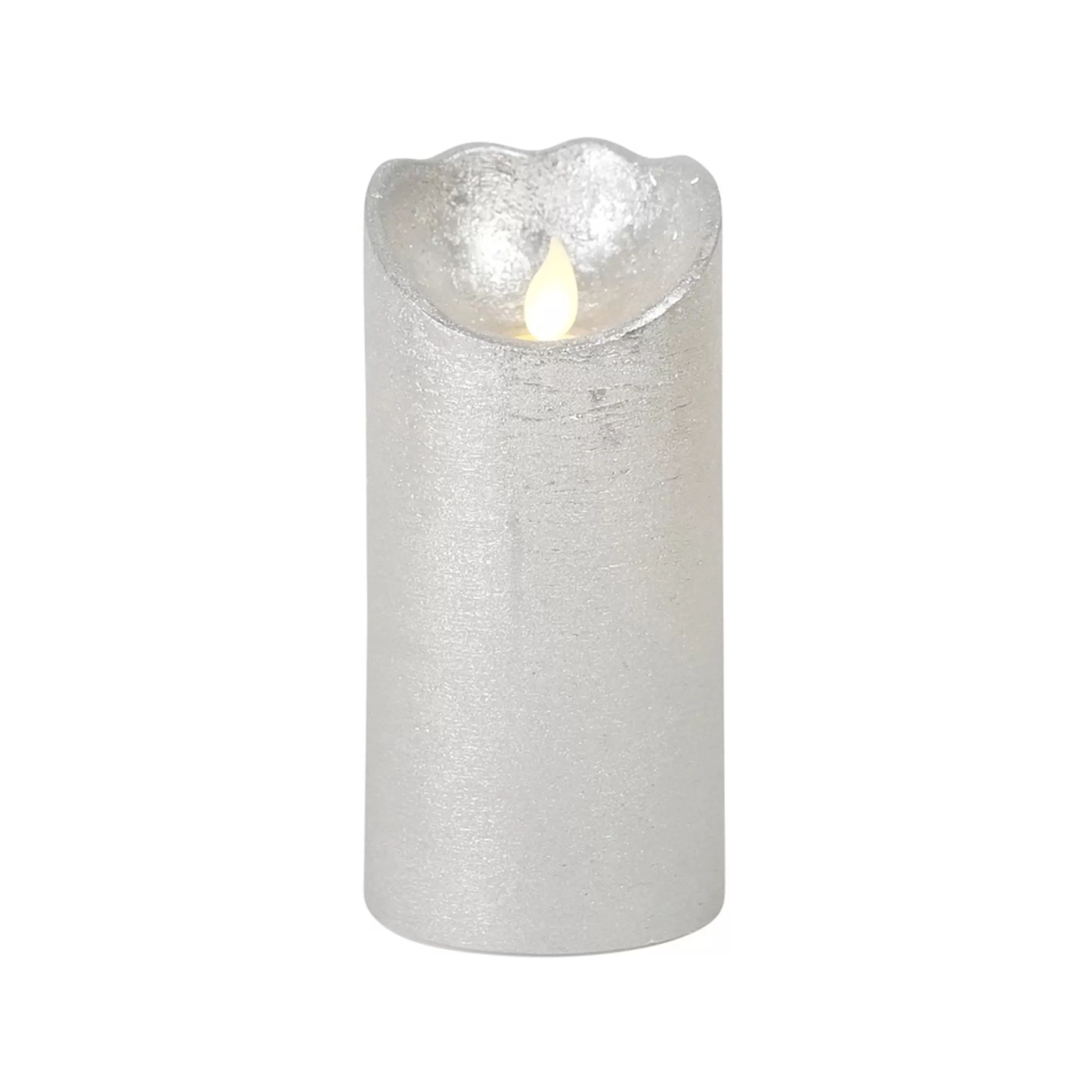 Fashion * Silver Beacon Led Wax Pillar Candle - 15Cm