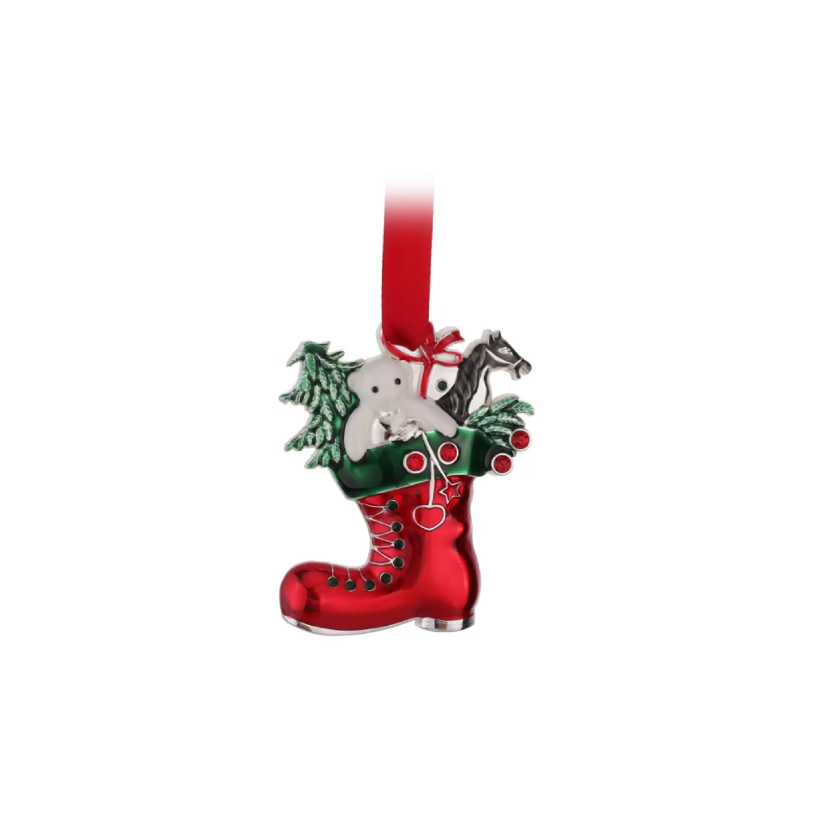 * Hanging Christmas Ornaments | Silver Christmas Boot Ornament - 6Cm