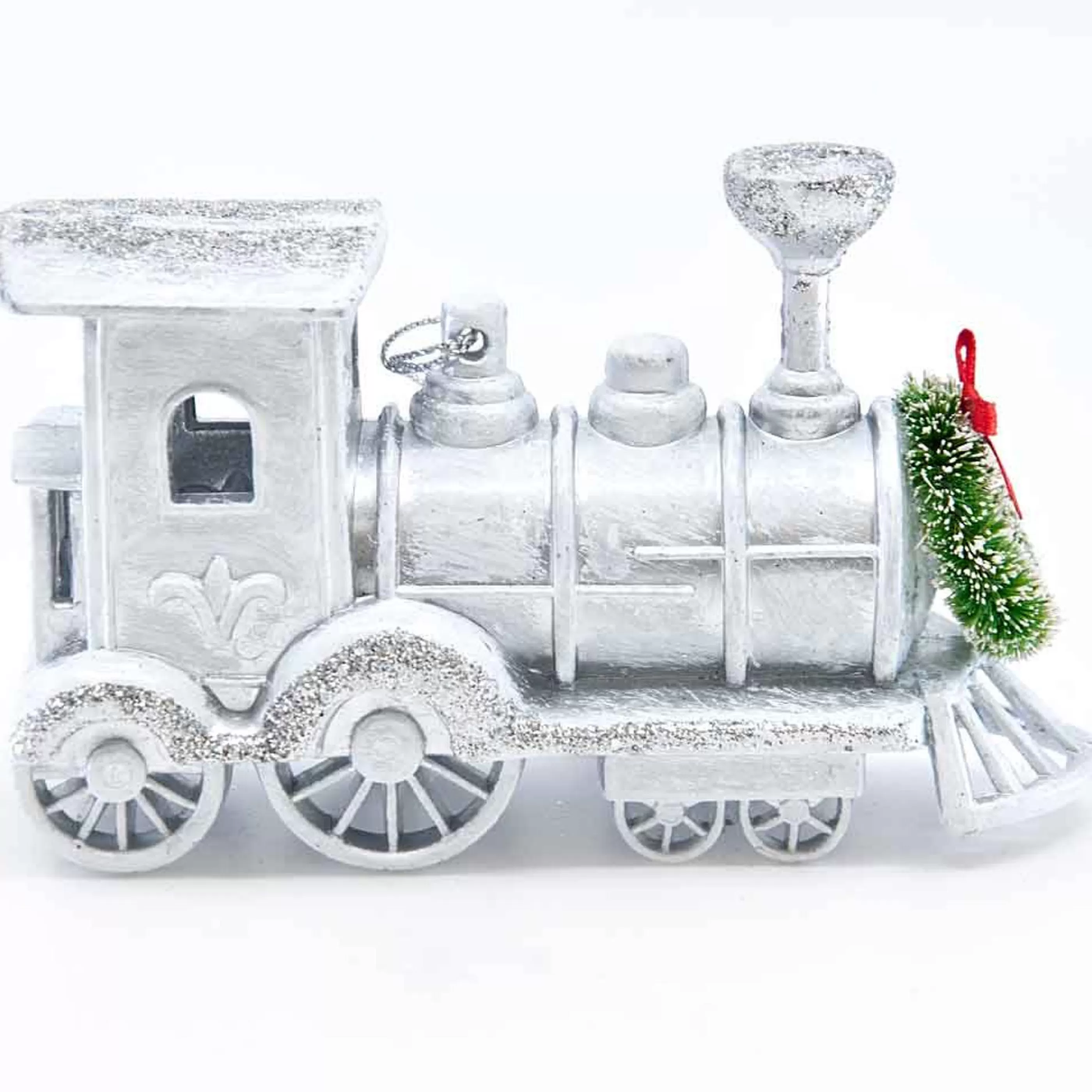 * Hanging Christmas Ornaments | Silver Christmas Train Ornament - 6Cm