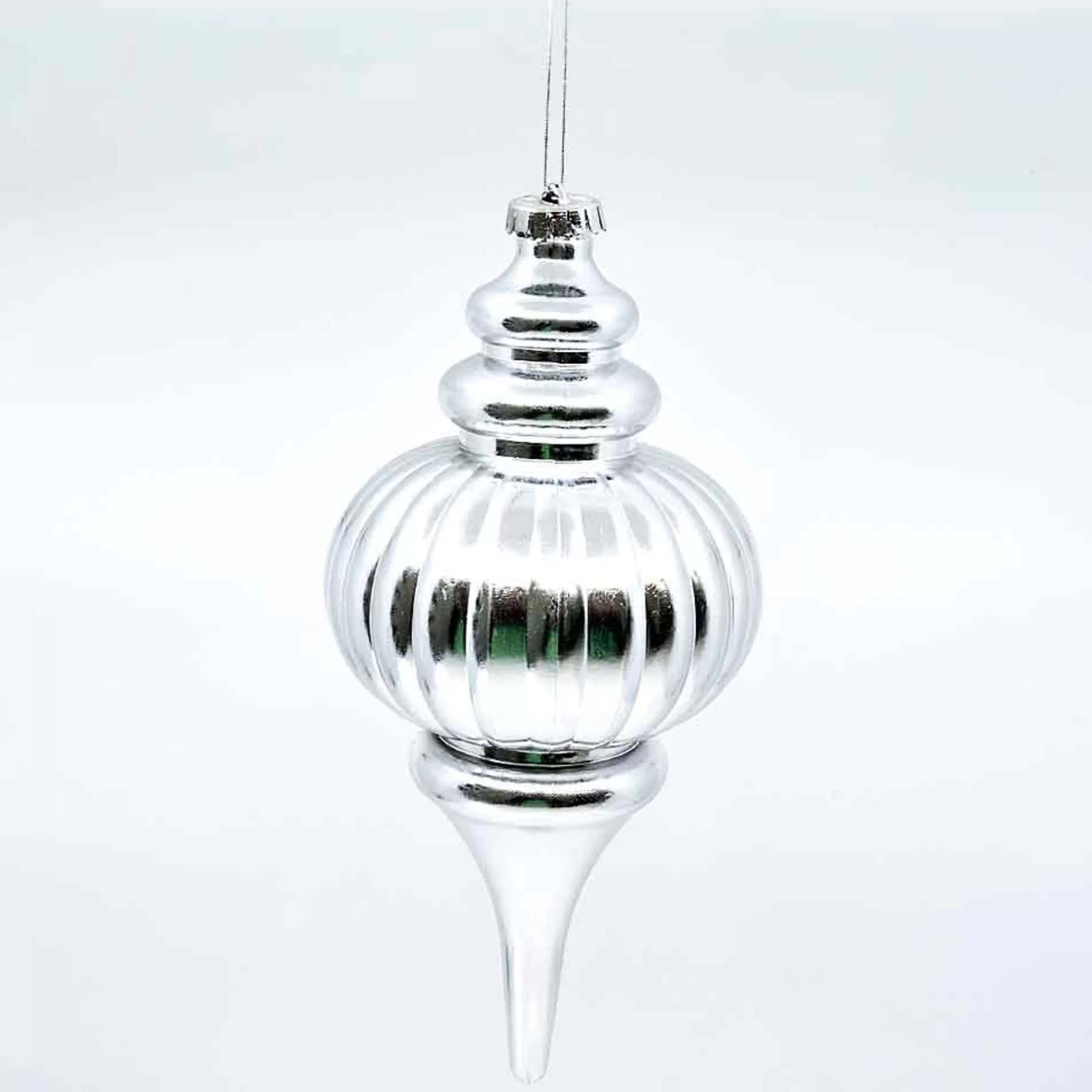 * Hanging Christmas Ornaments | Silver Finial Ornament - 25Cm