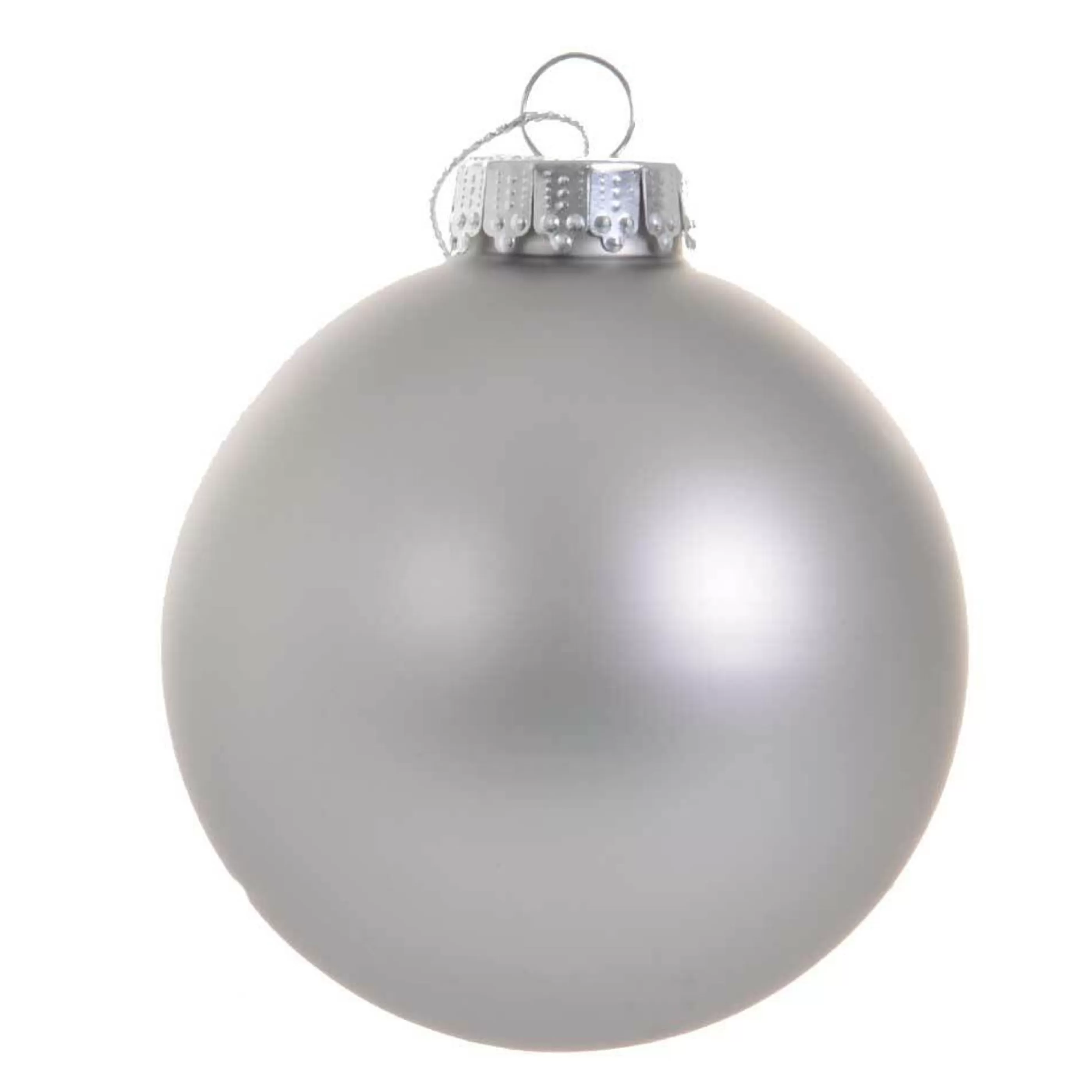 * Glass Ornaments | Silver Matt Finish Hanging Glass Bauble - 8Cm