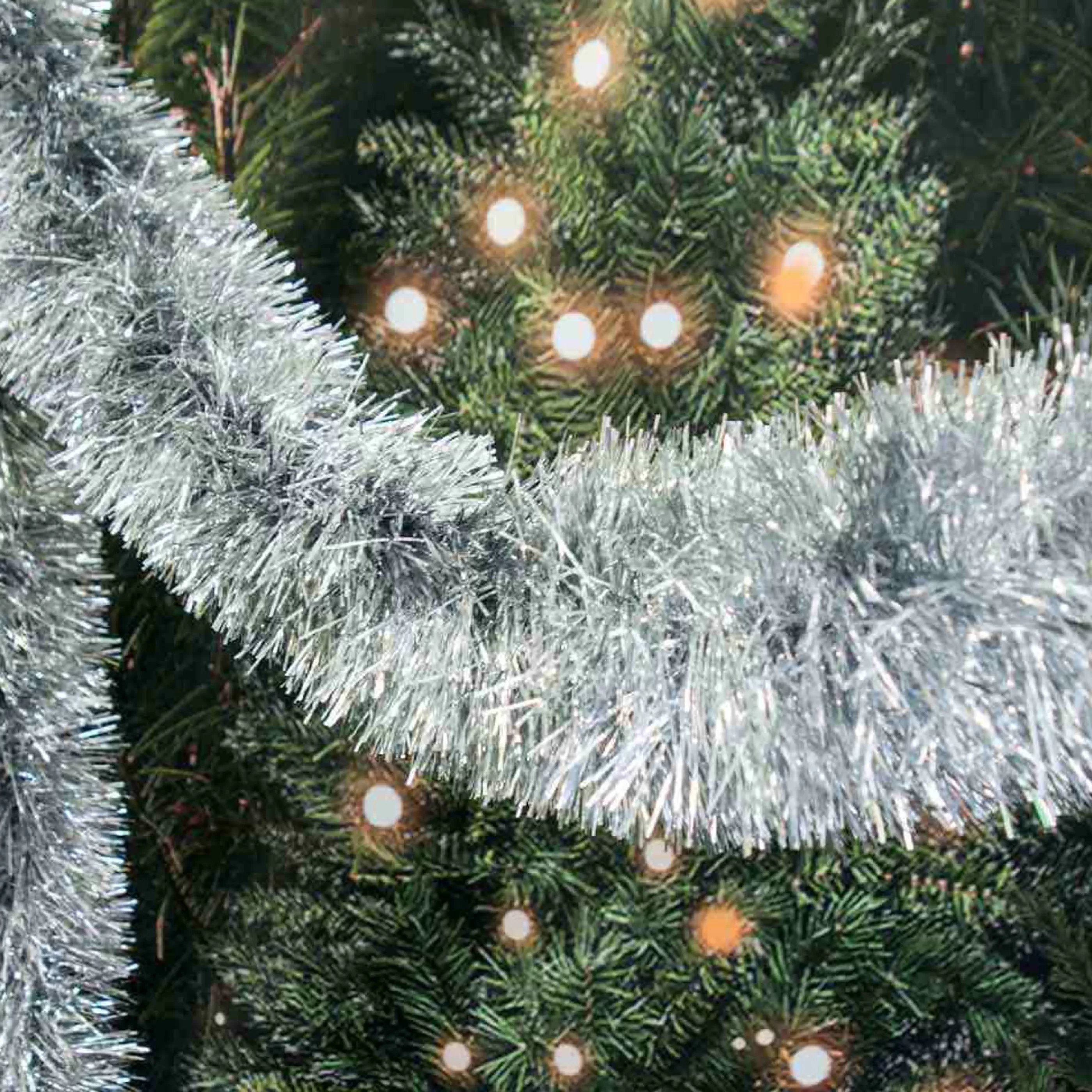 * Christmas Tinsel & Foil Decorations | Silver Tinsel Extra Plush (14 Ply) - 5M