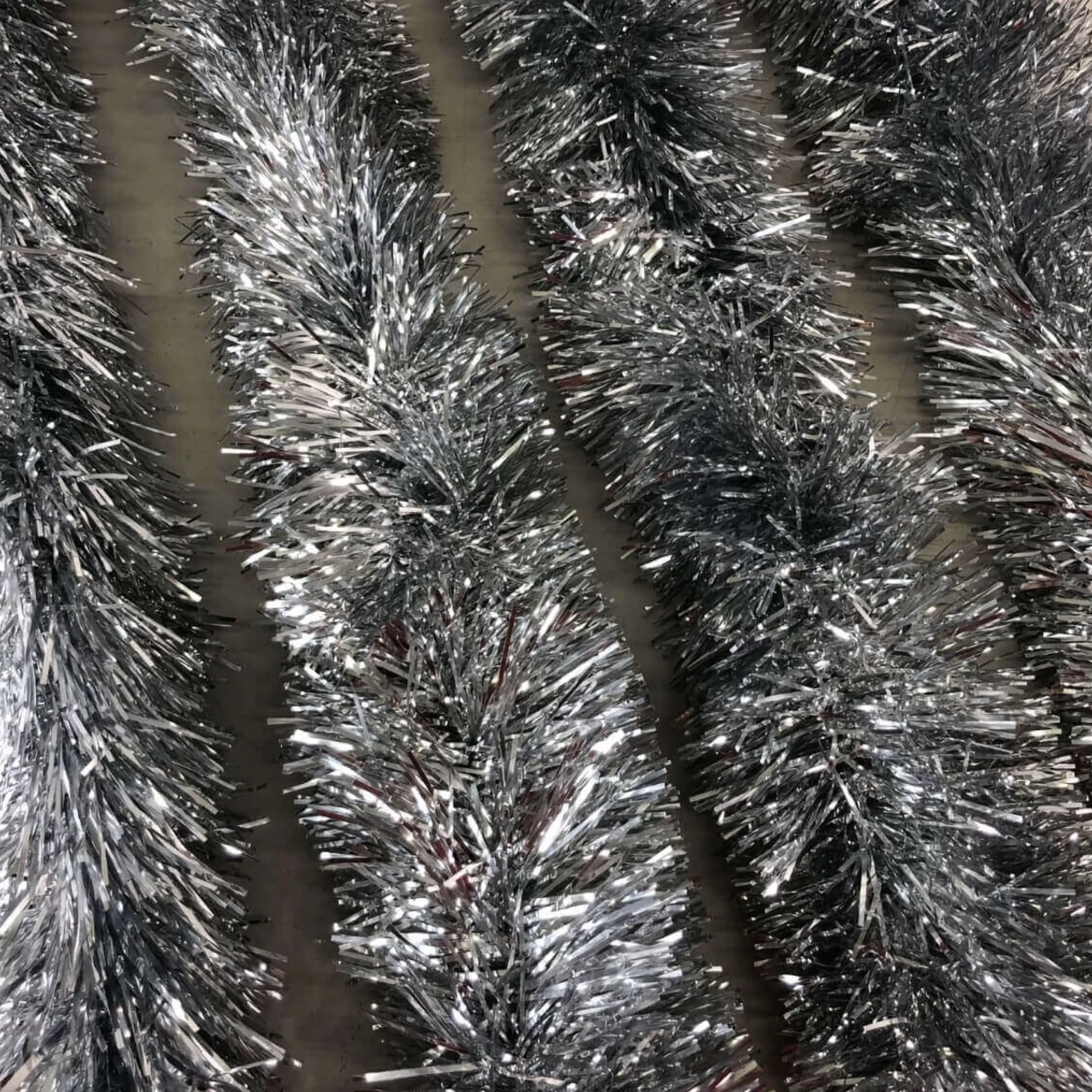 * Christmas Tinsel & Foil Decorations | Silver Tinsel Plush (12 Ply) - 5M