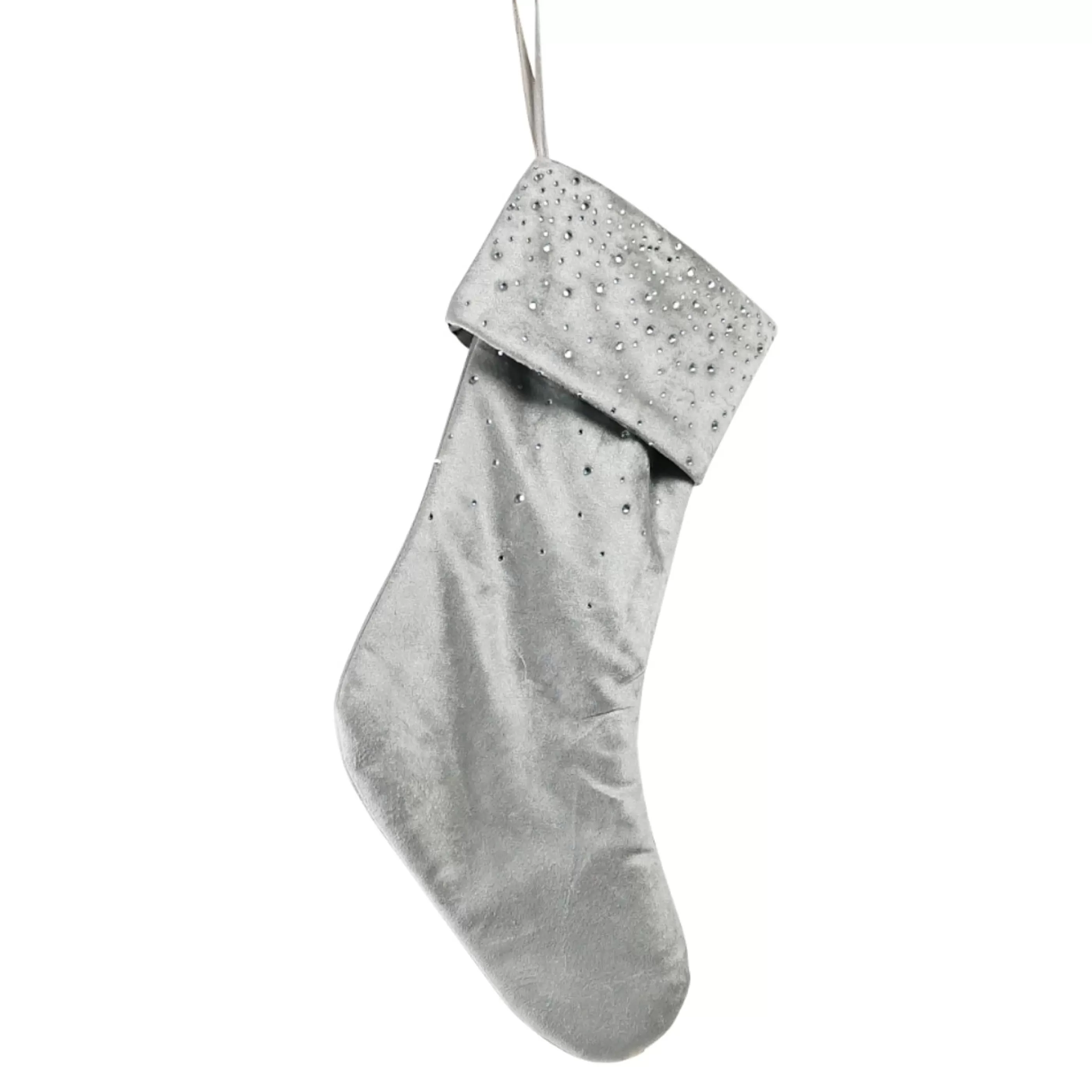 Cheap * Silver Velvet Diamonte Stocking - 45Cm