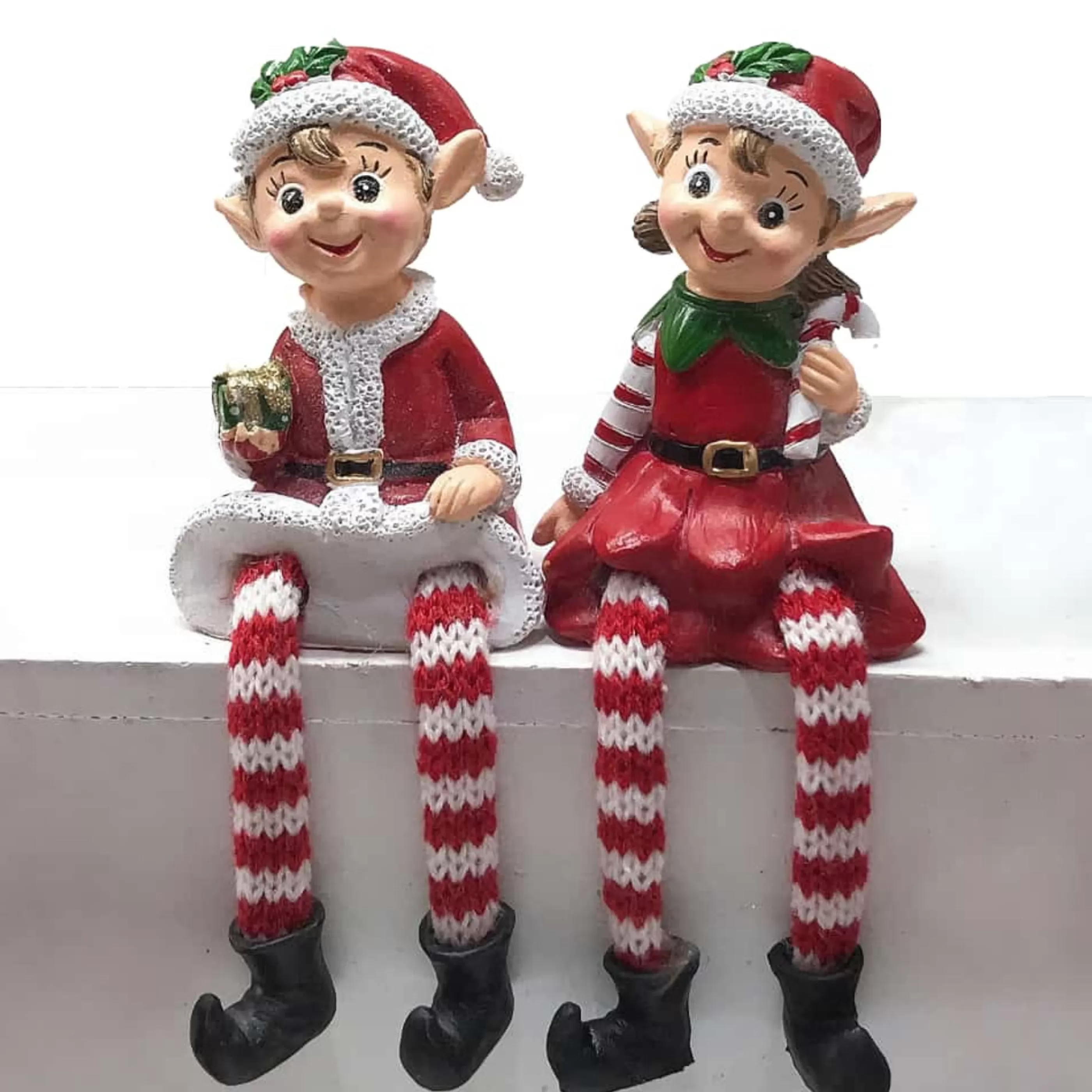 * Table Top Decorations | Sitting Elf With Dangly Legs (2 Styles) - 16Cm