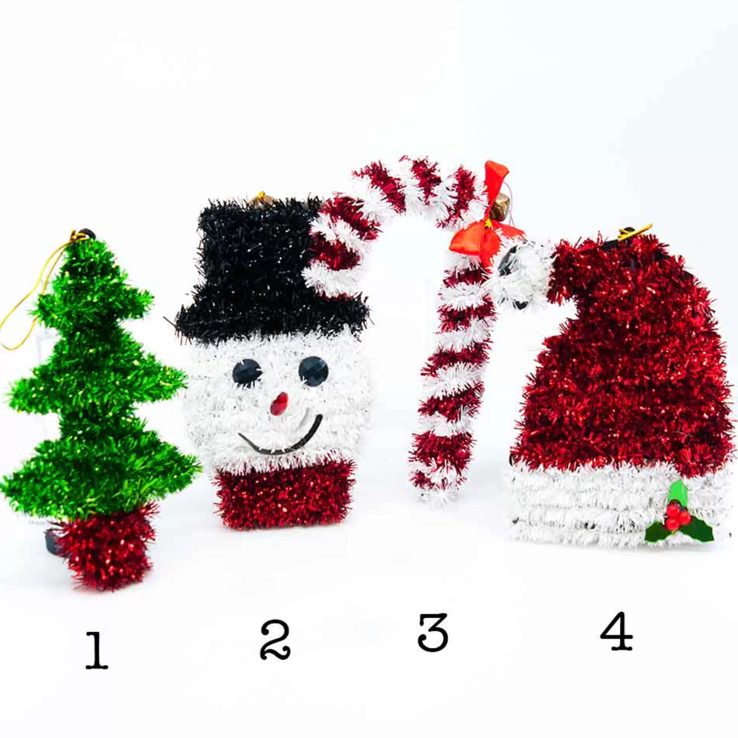 * Hanging Christmas Ornaments | Small Tinsel Hanging Ornaments (4 Styles) - 20Cm